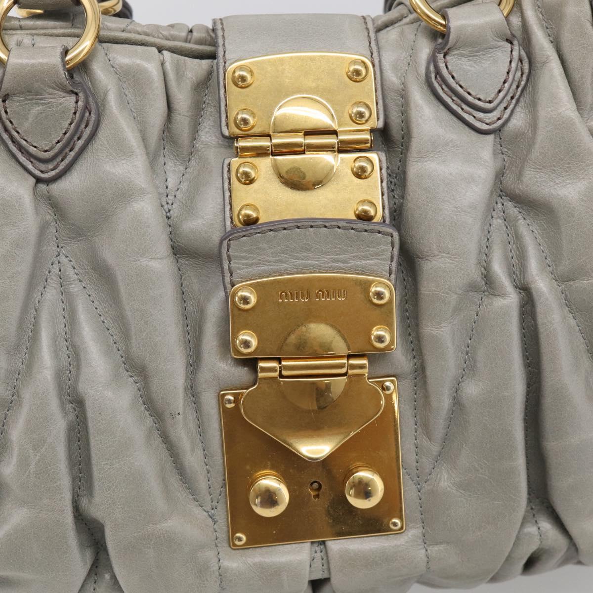 Miu Miu Matelasse Hand Bag Leather 2way Gray Gold Auth 213251V