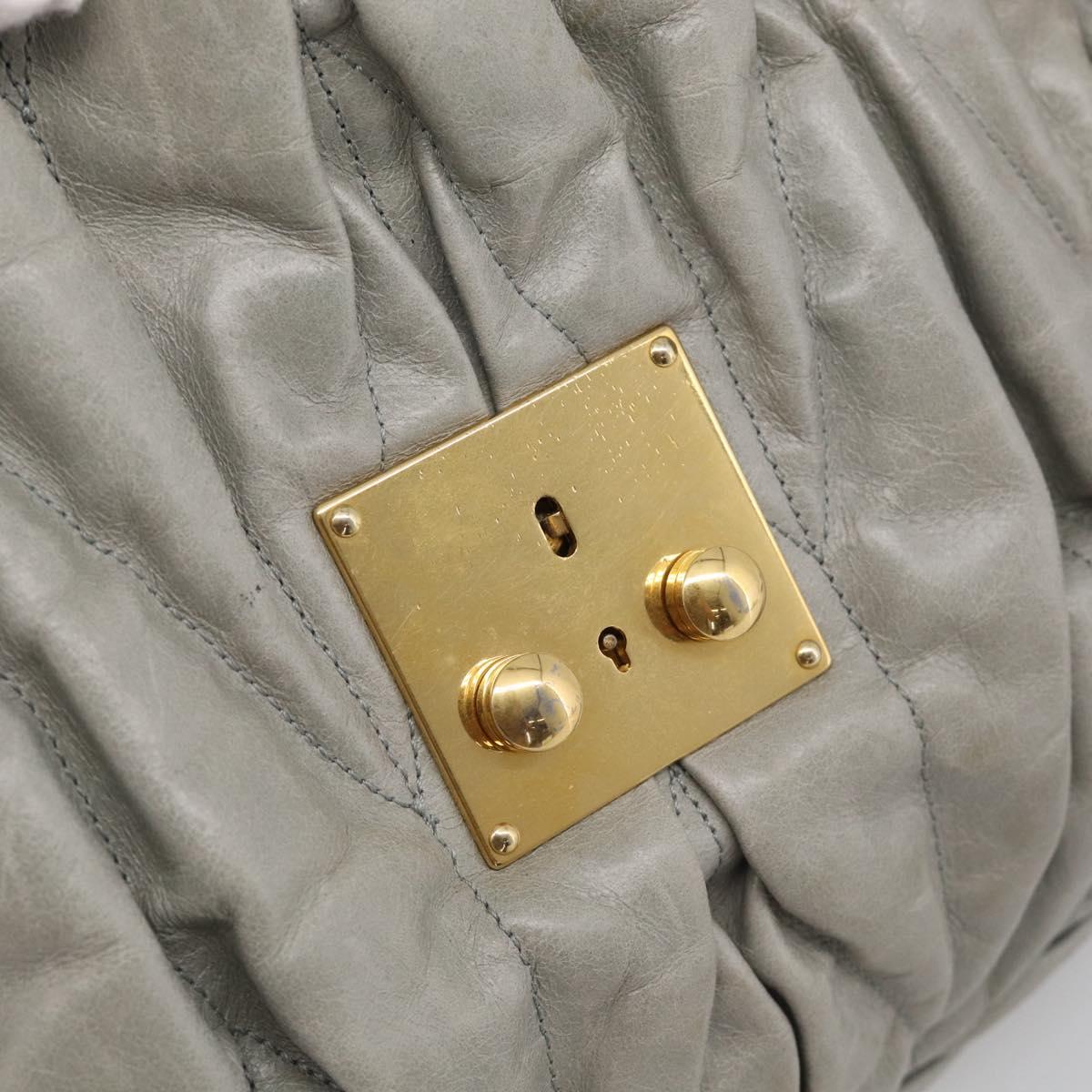 Miu Miu Matelasse Hand Bag Leather 2way Gray Gold Auth 213251V