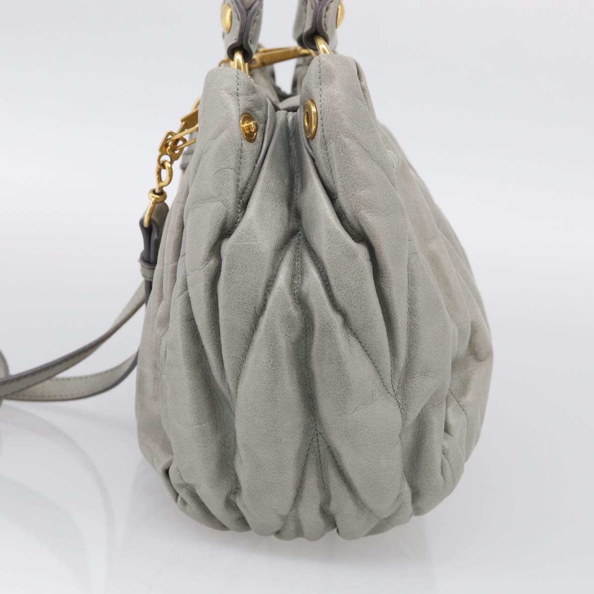 Miu Miu Matelasse Hand Bag Leather 2way Gray Gold Auth 213251V