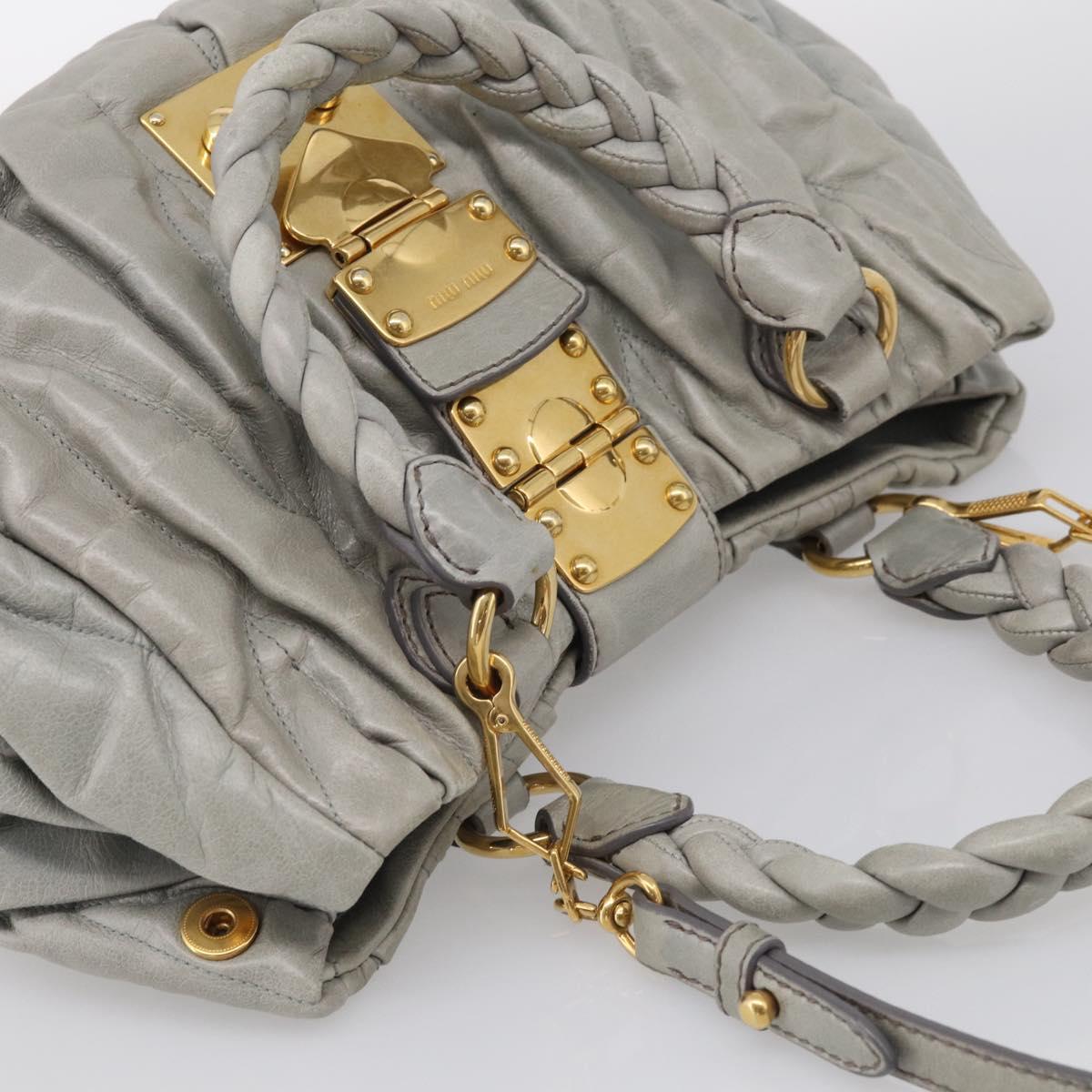 Miu Miu Matelasse Hand Bag Leather 2way Gray Gold Auth 213251V