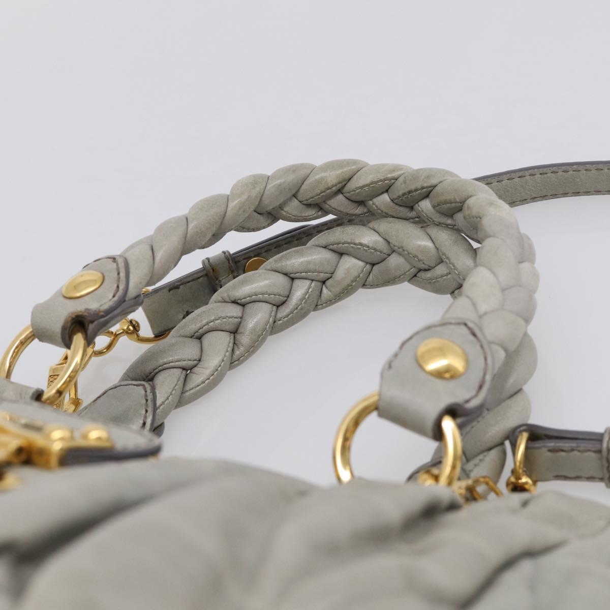 Miu Miu Matelasse Hand Bag Leather 2way Gray Gold Auth 213251V