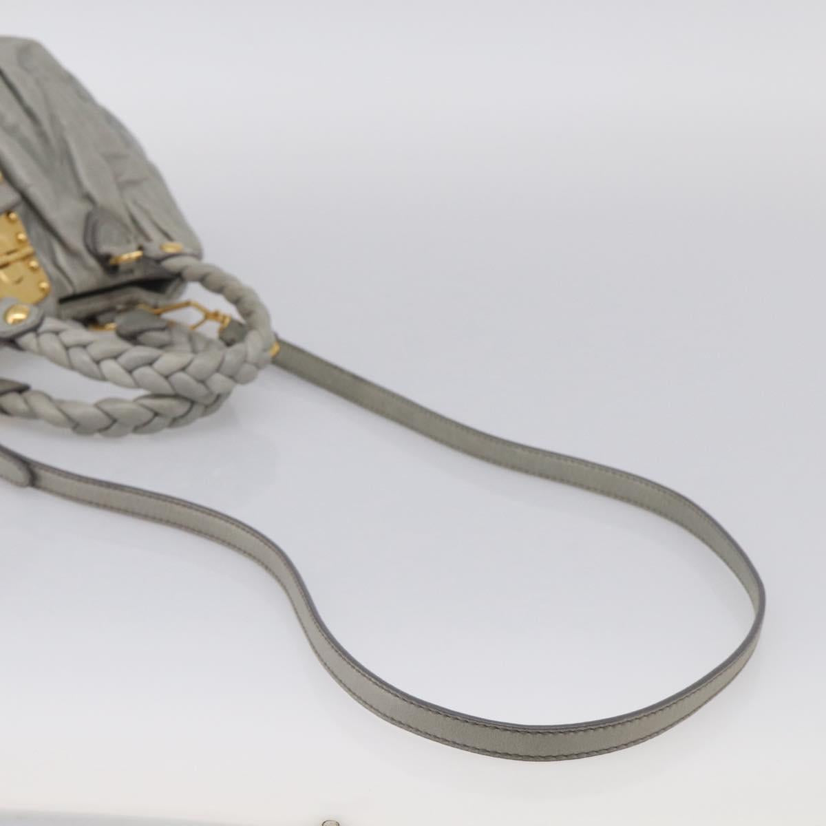 Miu Miu Matelasse Hand Bag Leather 2way Gray Gold Auth 213251V