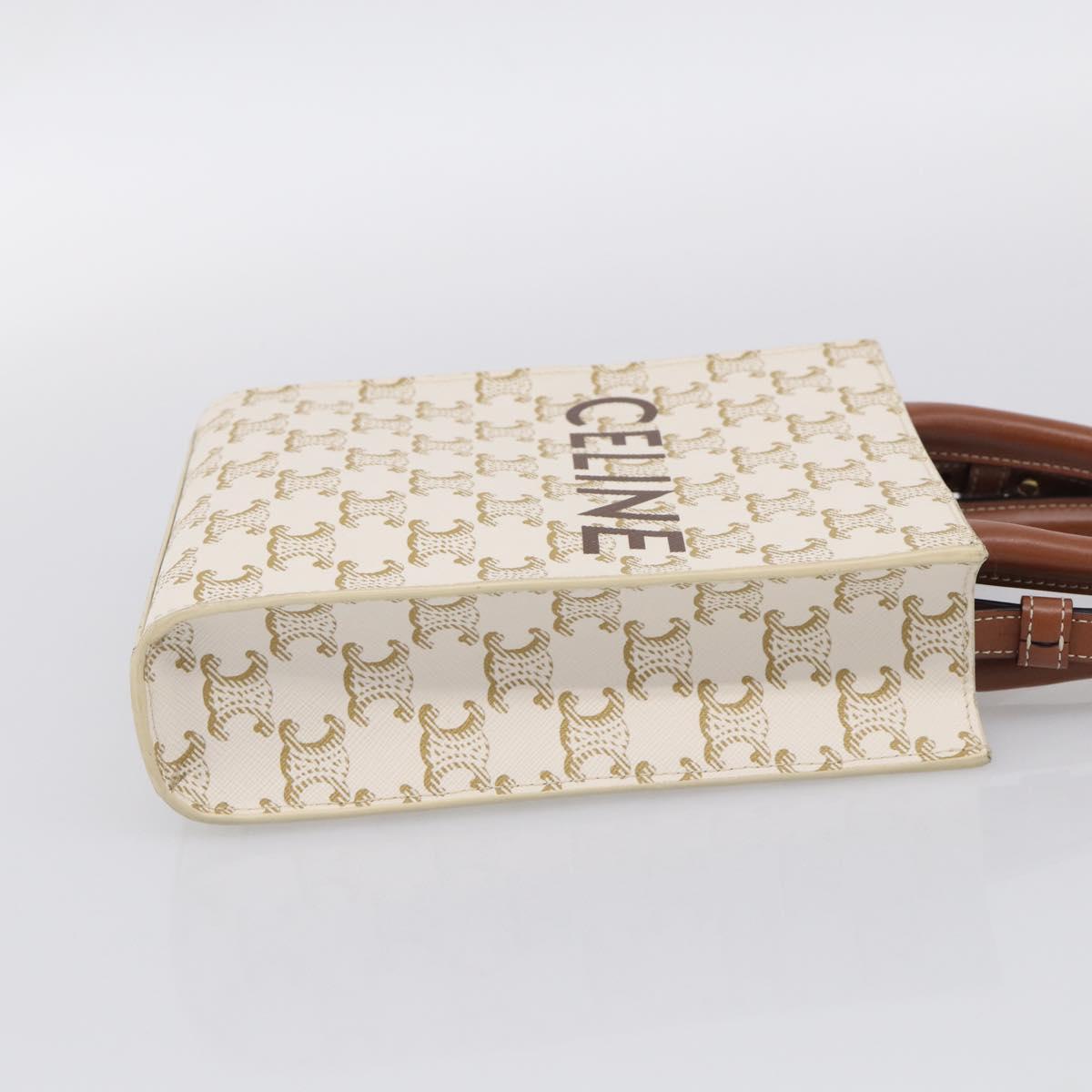 CELINE Triomphe Canvas Mini Vertical Cabas Hand Bag PVC 2way White Auth 213252V