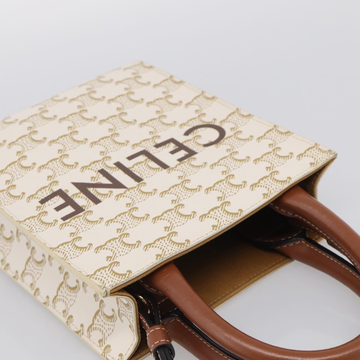 CELINE Triomphe Canvas Mini Vertical Cabas Hand Bag PVC 2way White Auth 213252V