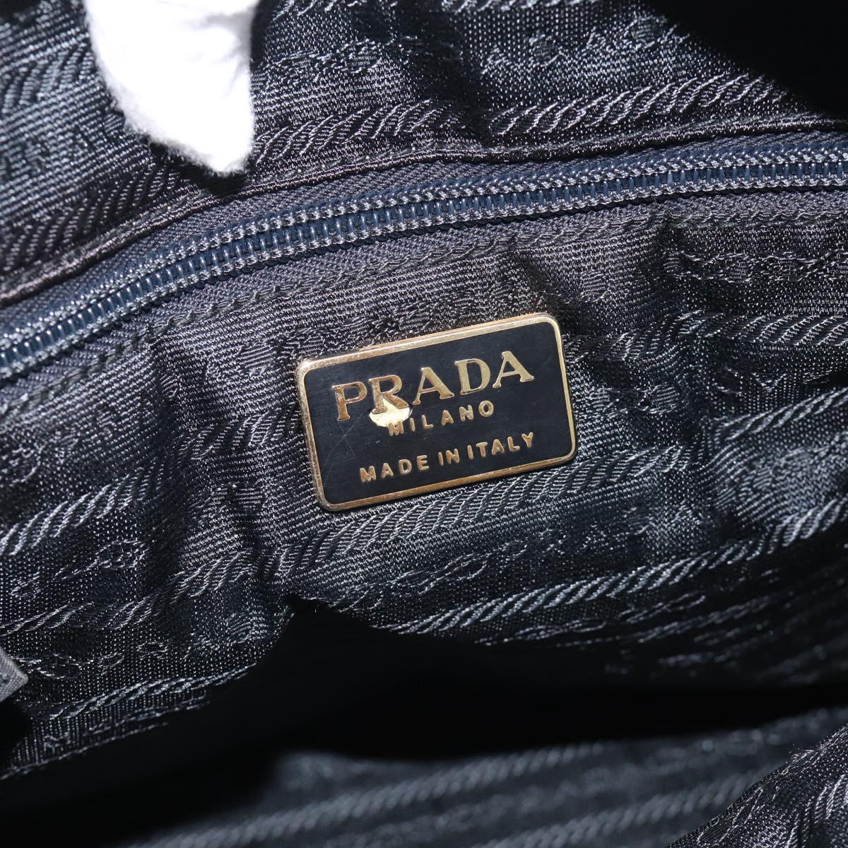 PRADA Hand Bag Nylon Black Gold Auth 213253A