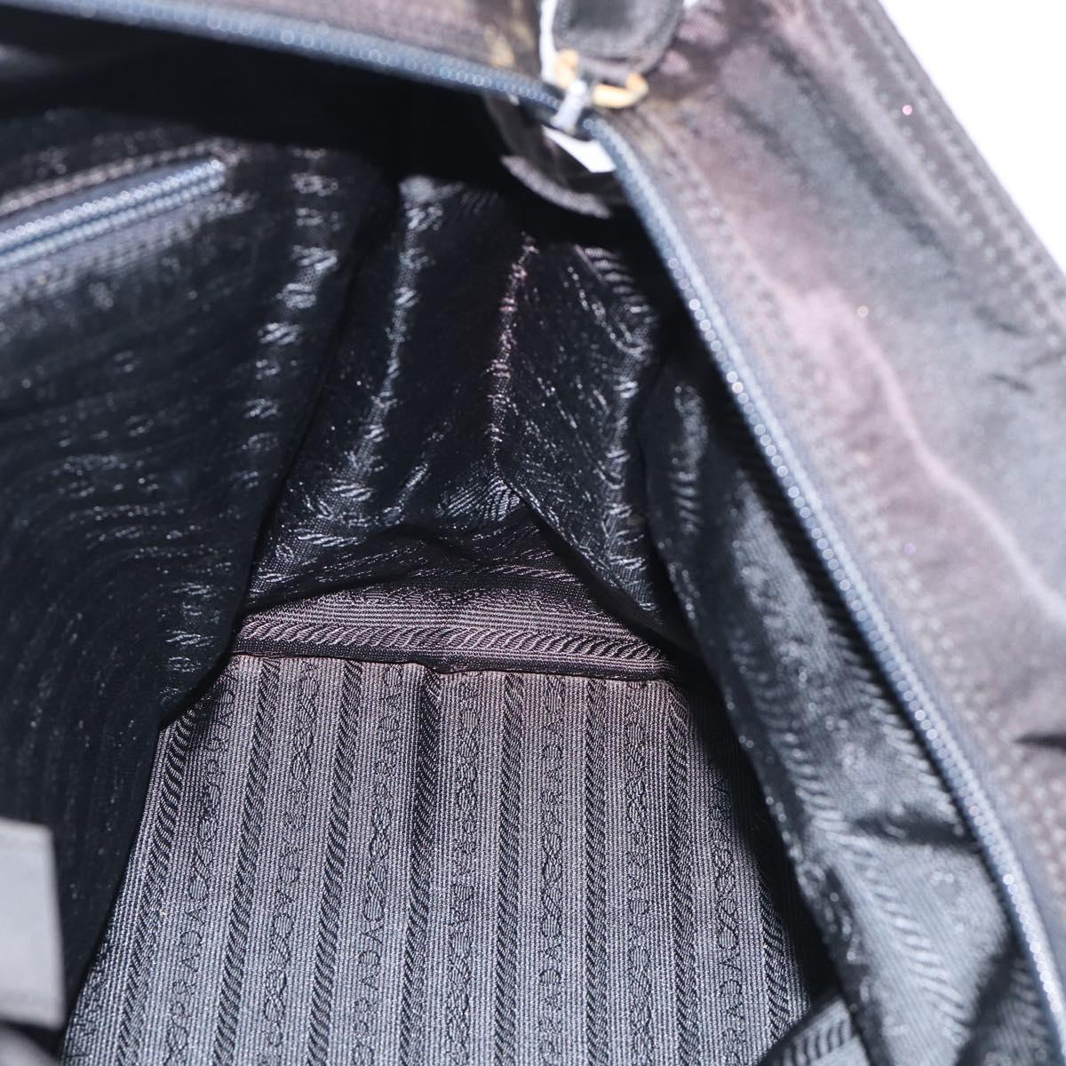 PRADA Hand Bag Nylon Black Gold Auth 213253A