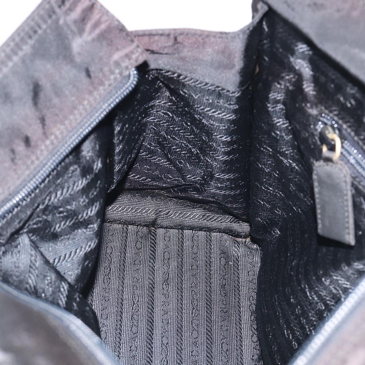 PRADA Hand Bag Nylon Black Gold Auth 213253A