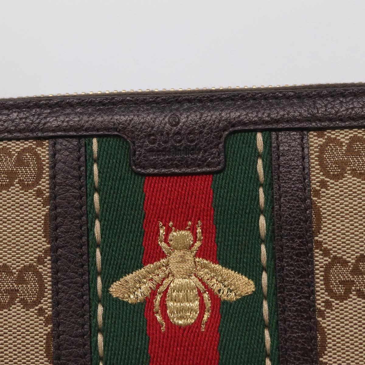 GUCCI GG Canvas Web Sherry Line Long Wallet Beige Gold 406754 Auth 213254V