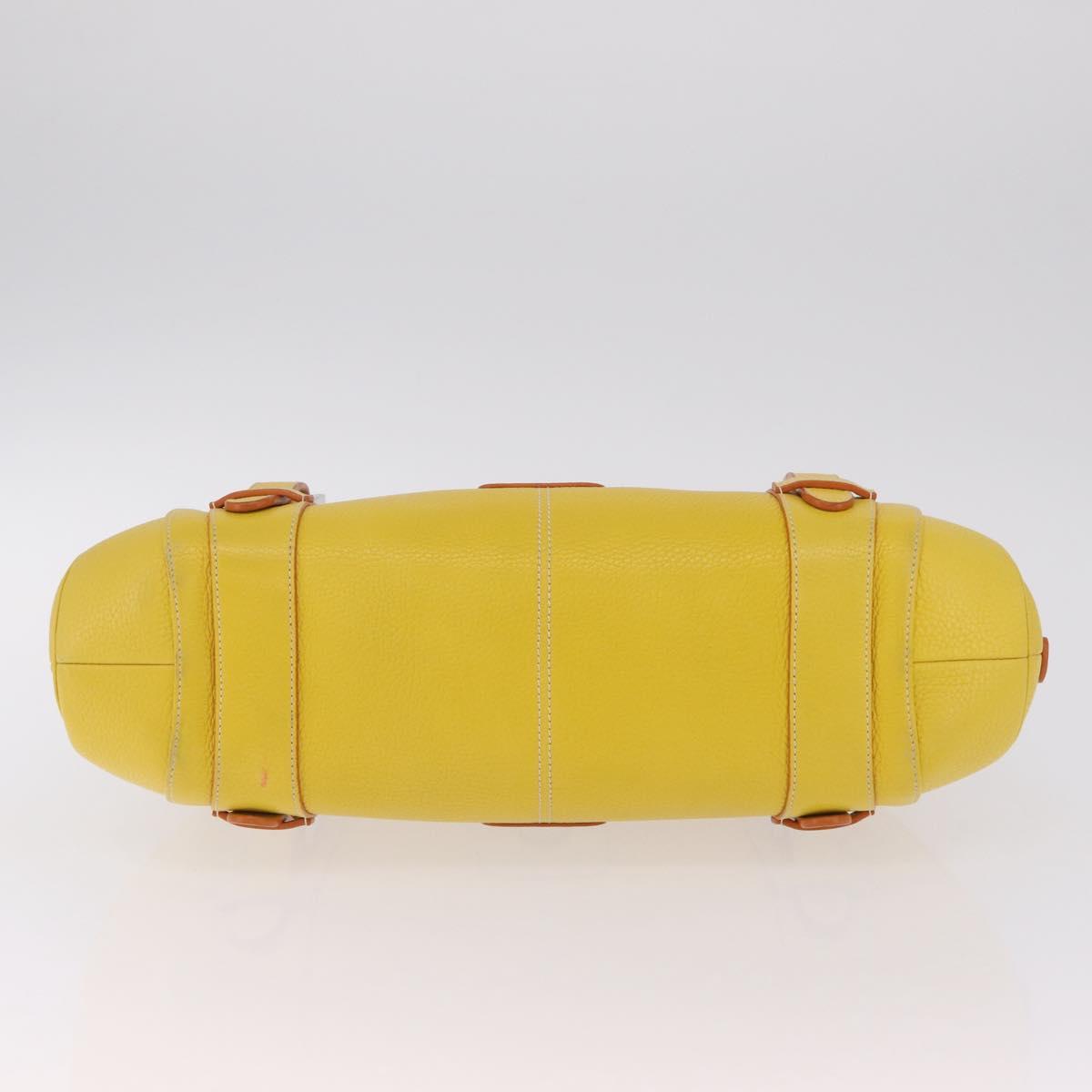 LOEWE Sender Hand Bag Leather Yellow Silver Auth 213256V