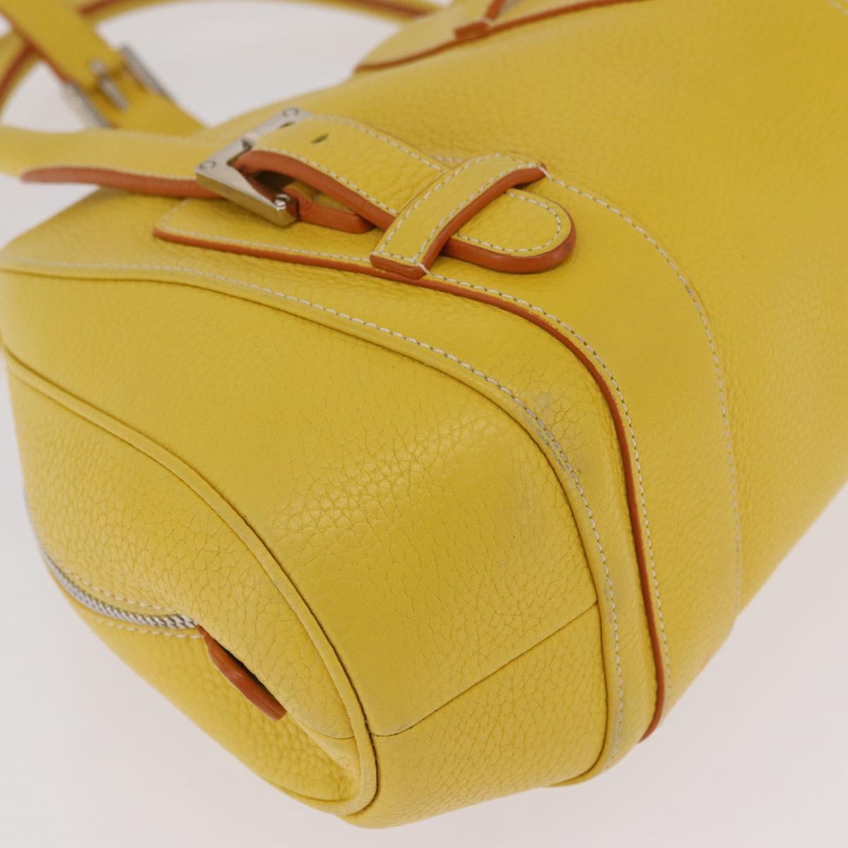 LOEWE Sender Hand Bag Leather Yellow Silver Auth 213256V