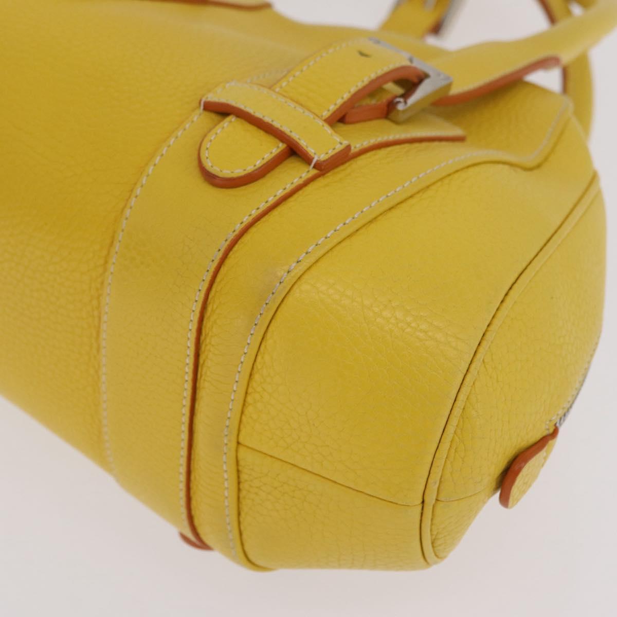 LOEWE Sender Hand Bag Leather Yellow Silver Auth 213256V