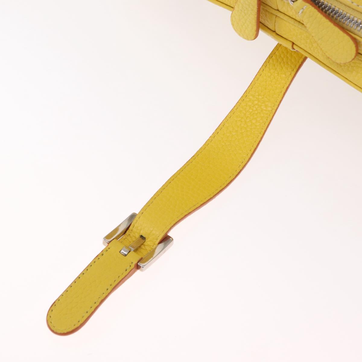 LOEWE Sender Hand Bag Leather Yellow Silver Auth 213256V