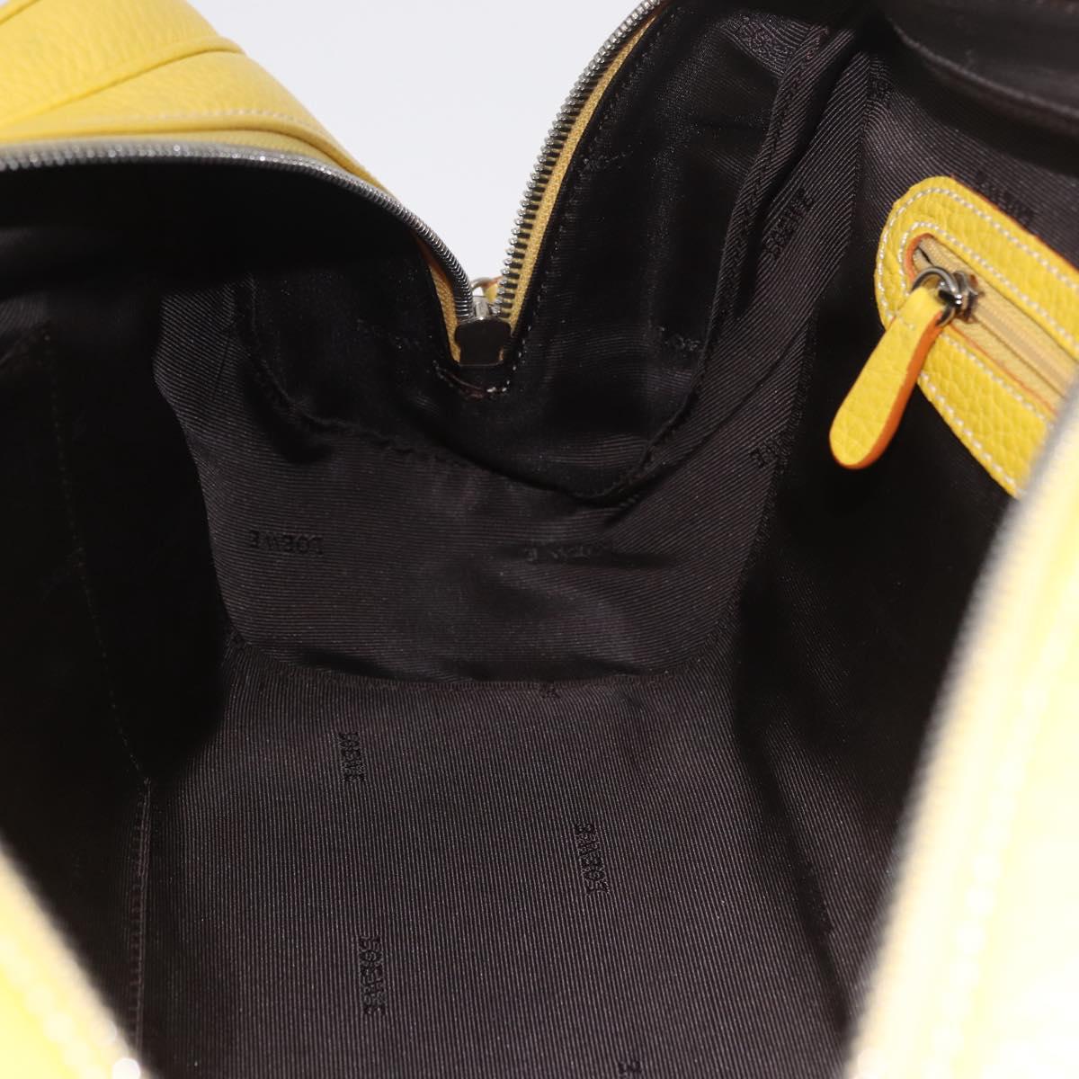 LOEWE Sender Hand Bag Leather Yellow Silver Auth 213256V
