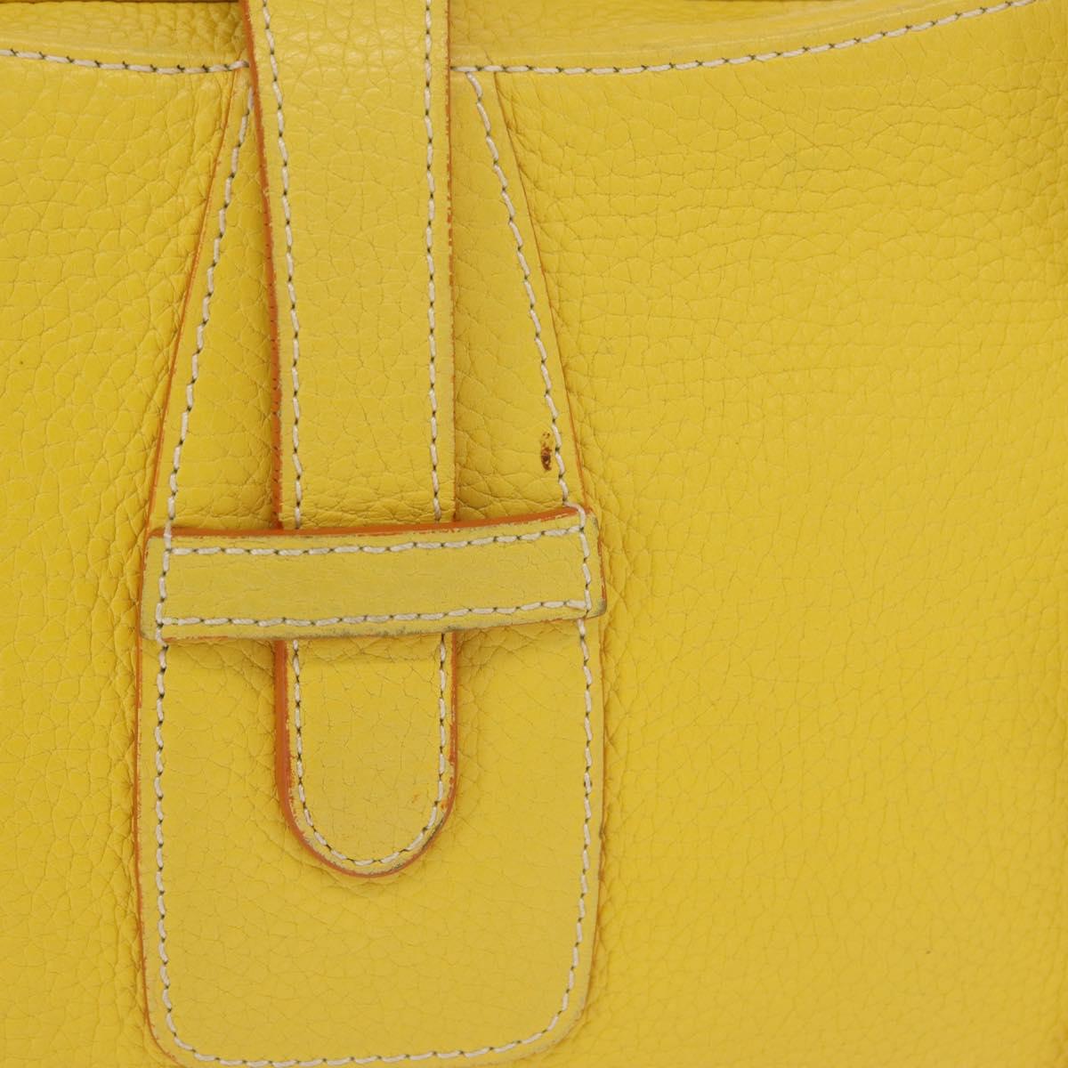 LOEWE Sender Hand Bag Leather Yellow Silver Auth 213256V