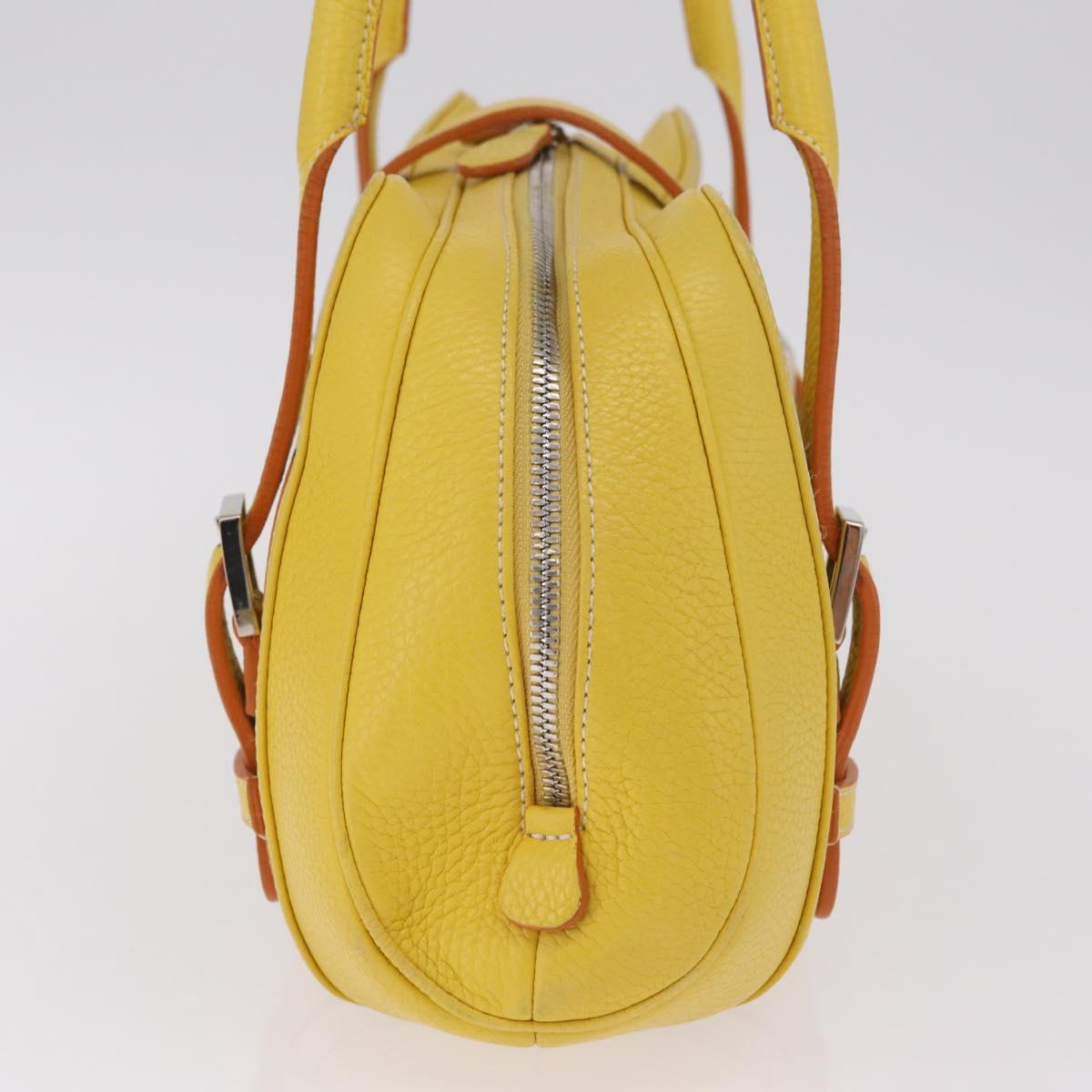 LOEWE Sender Hand Bag Leather Yellow Silver Auth 213256V