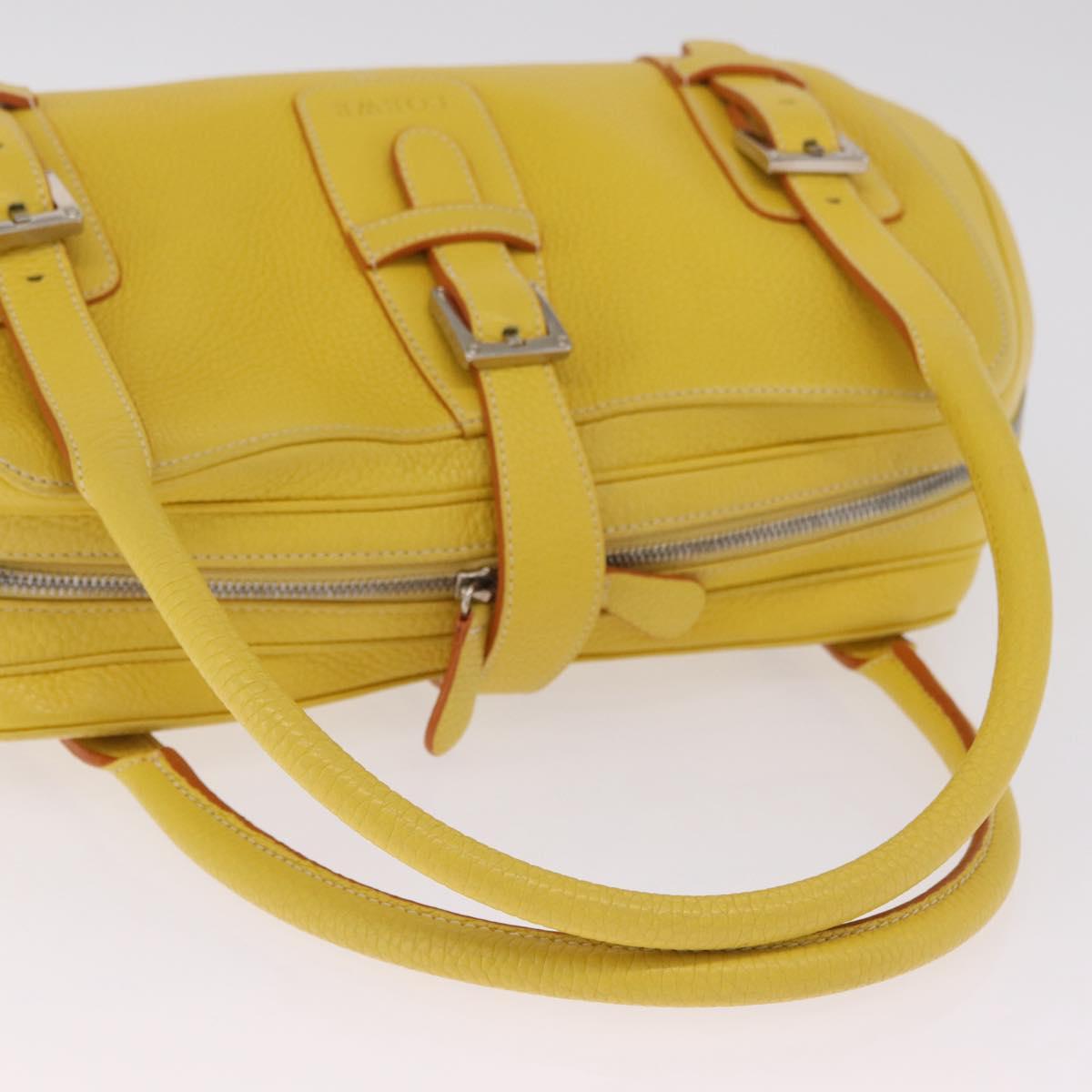 LOEWE Sender Hand Bag Leather Yellow Silver Auth 213256V