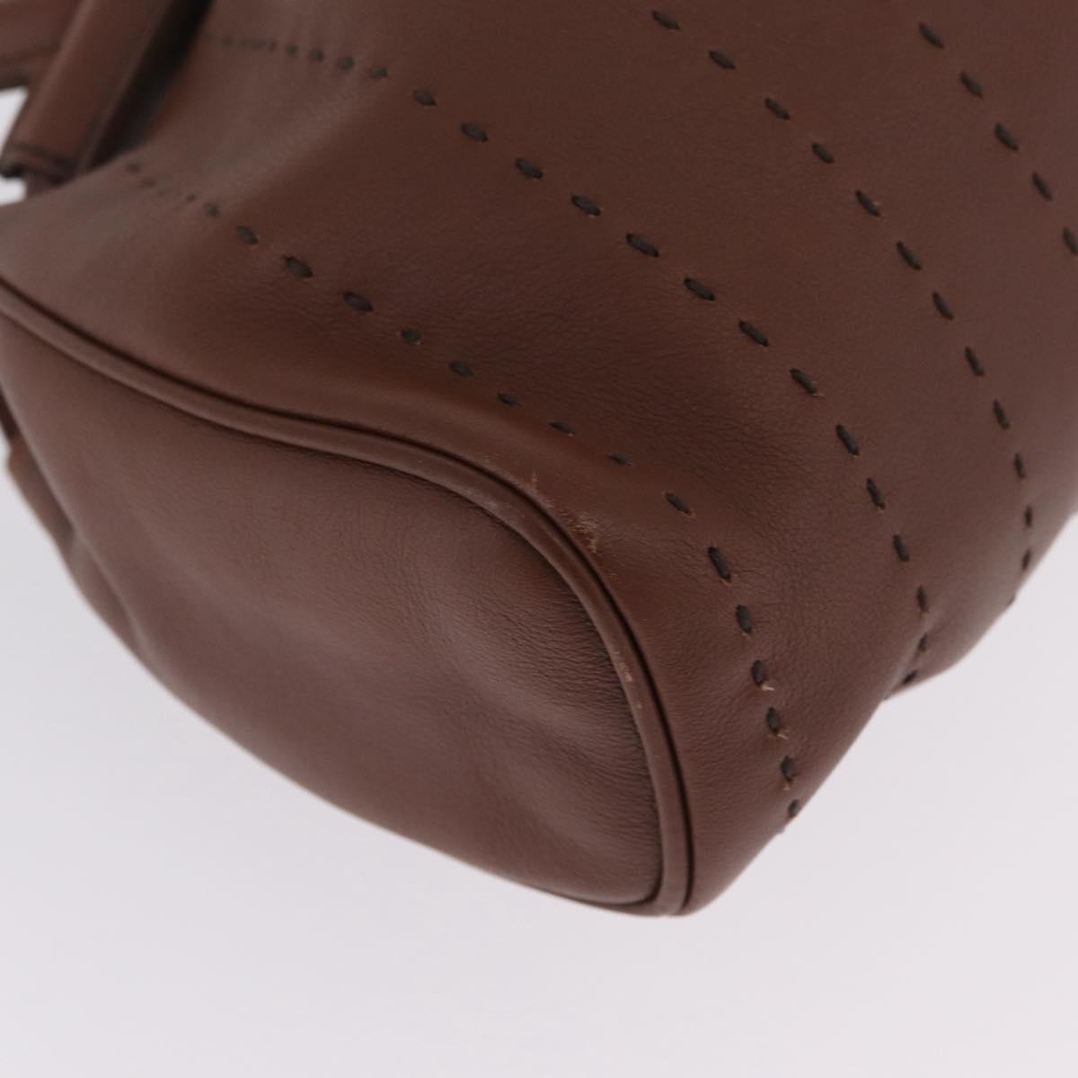 Salvatore Ferragamo Hand Bag Leather Brown Silver Auth 213258A
