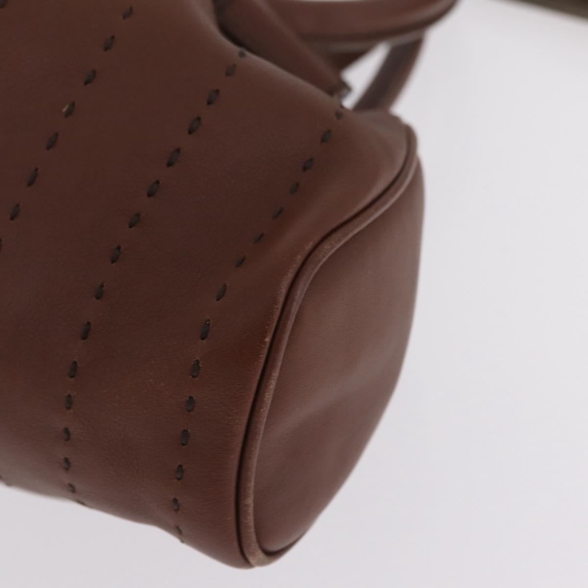 Salvatore Ferragamo Hand Bag Leather Brown Silver Auth 213258A