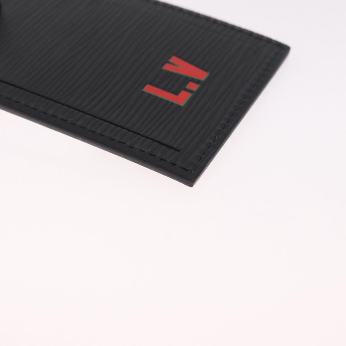 LOUIS VUITTON Epi Name Tag Italy World Cup Limited Edition Black LV Auth 213260M