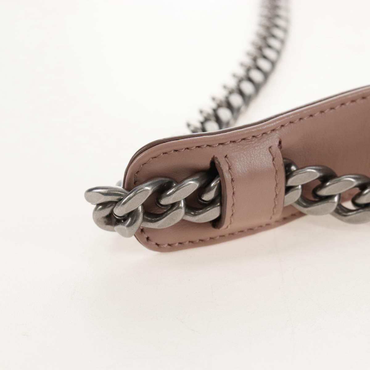 PRADA Chain Shoulder Bag Leather Beige Silver Auth 213290V