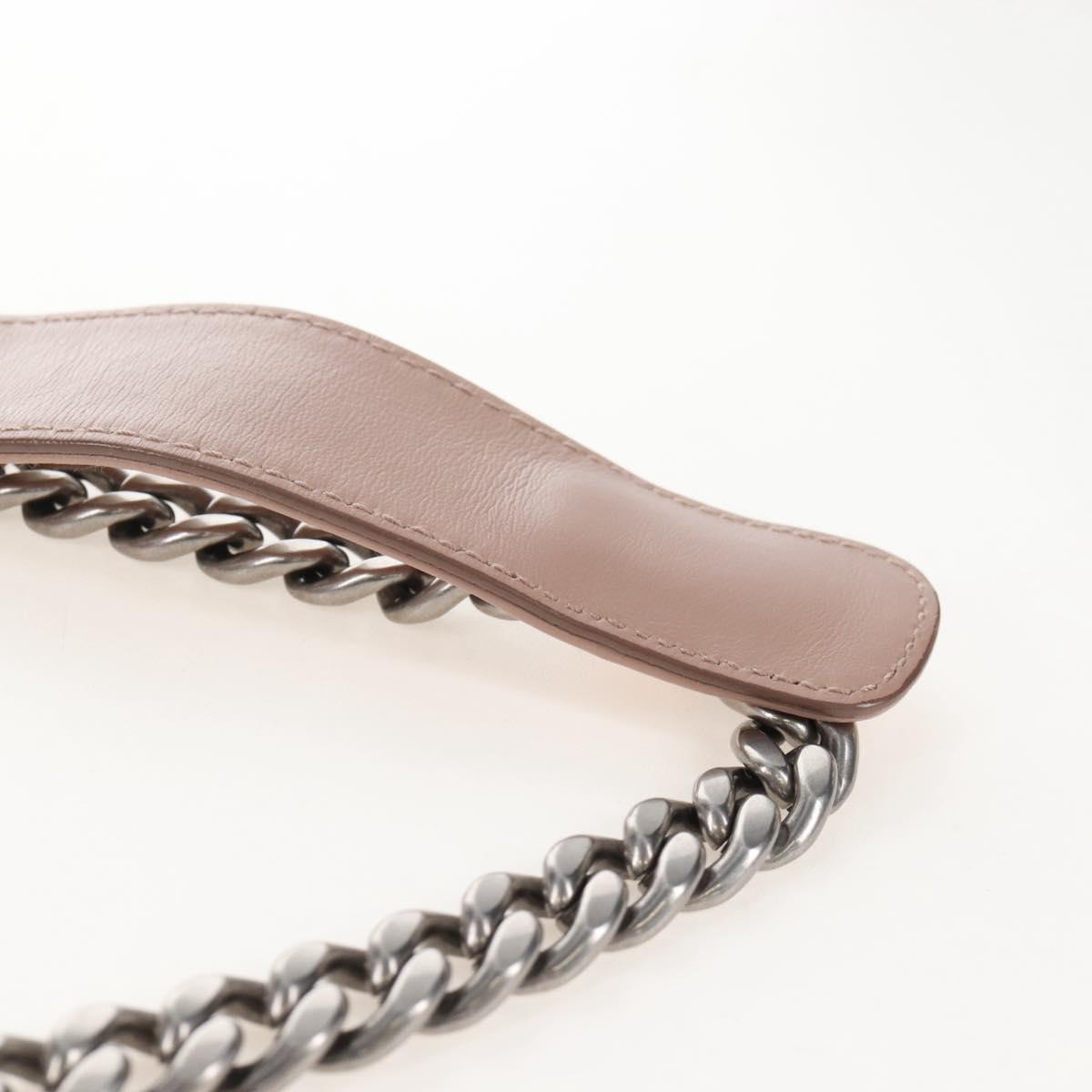 PRADA Chain Shoulder Bag Leather Beige Silver Auth 213290V
