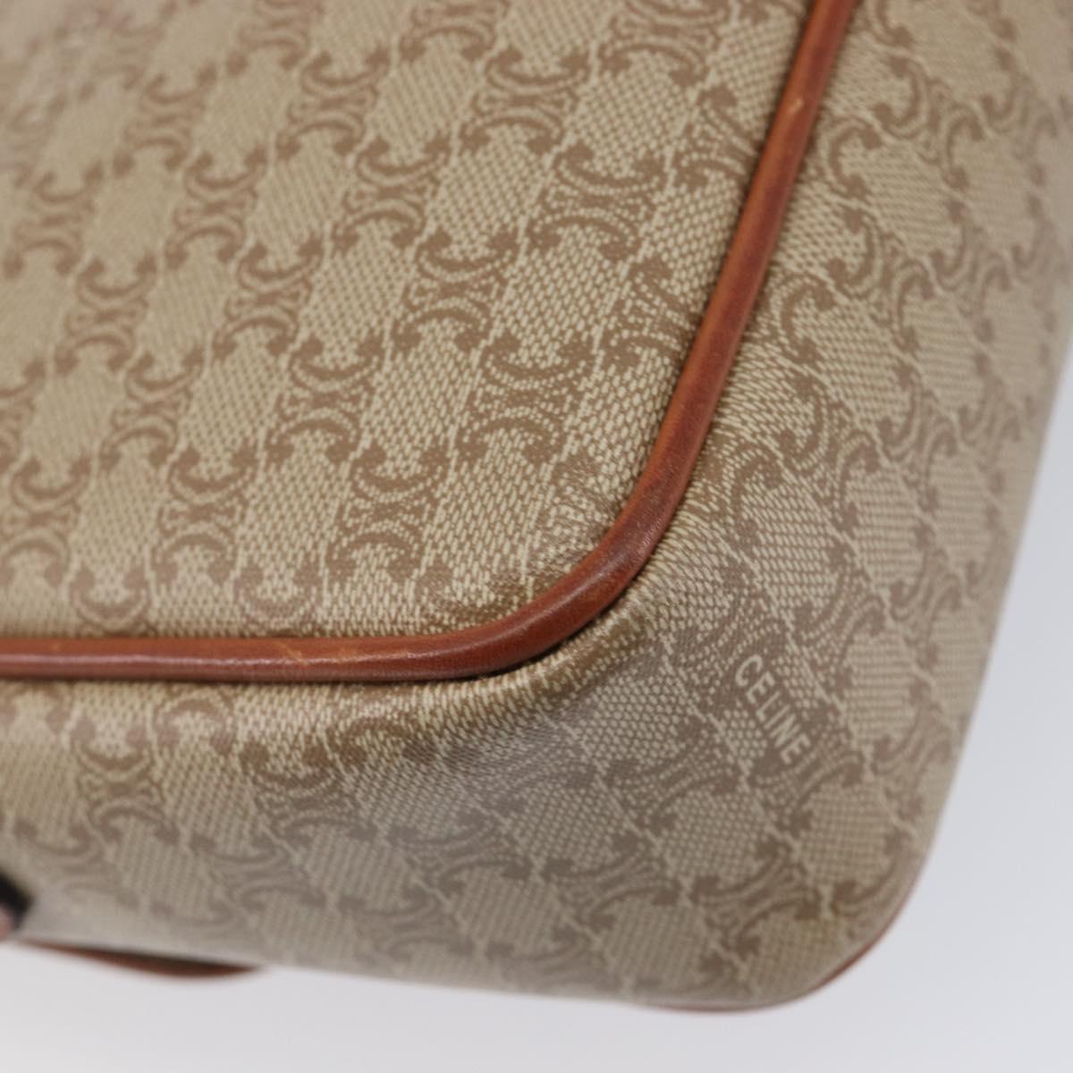 CELINE Macadam Canvas Shoulder Bag PVC Beige Gold Auth 213291