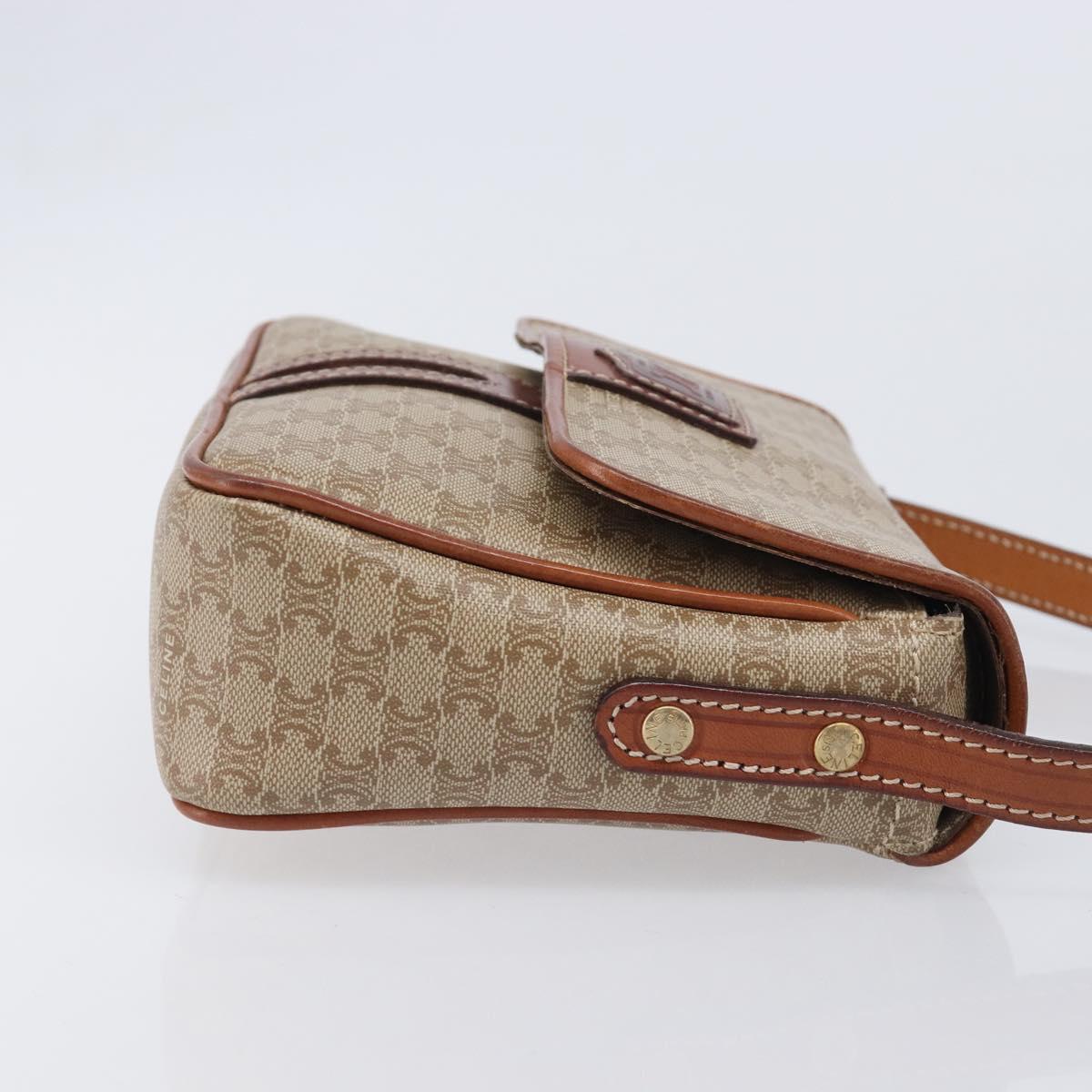 CELINE Macadam Canvas Shoulder Bag PVC Beige Gold Auth 213291