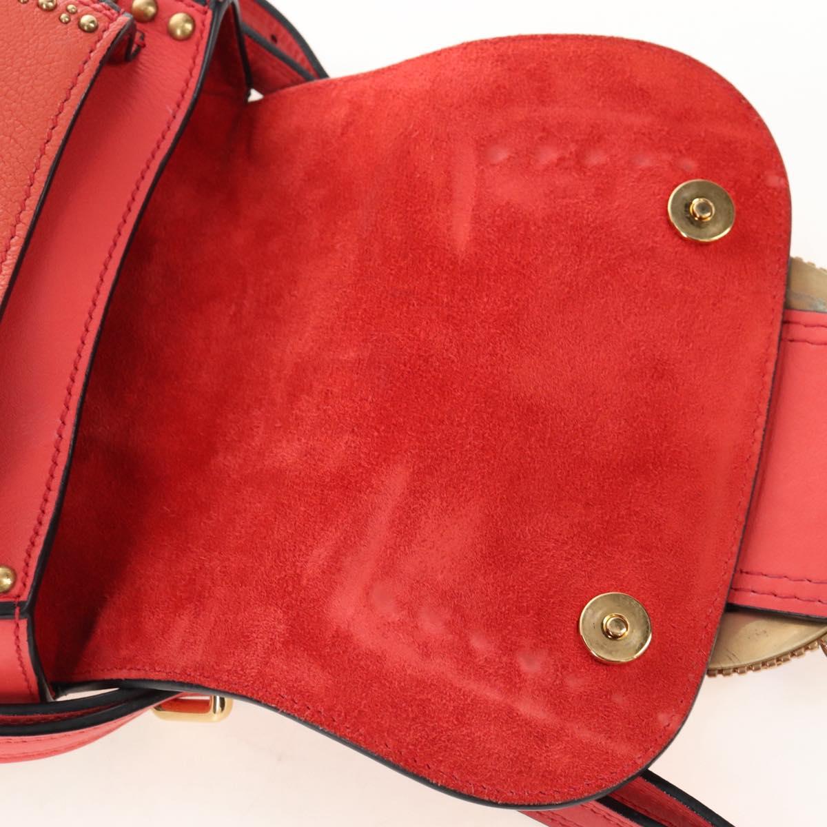 Miu Miu Madras Shoulder Bag Leather Orange Gold Auth 213292M