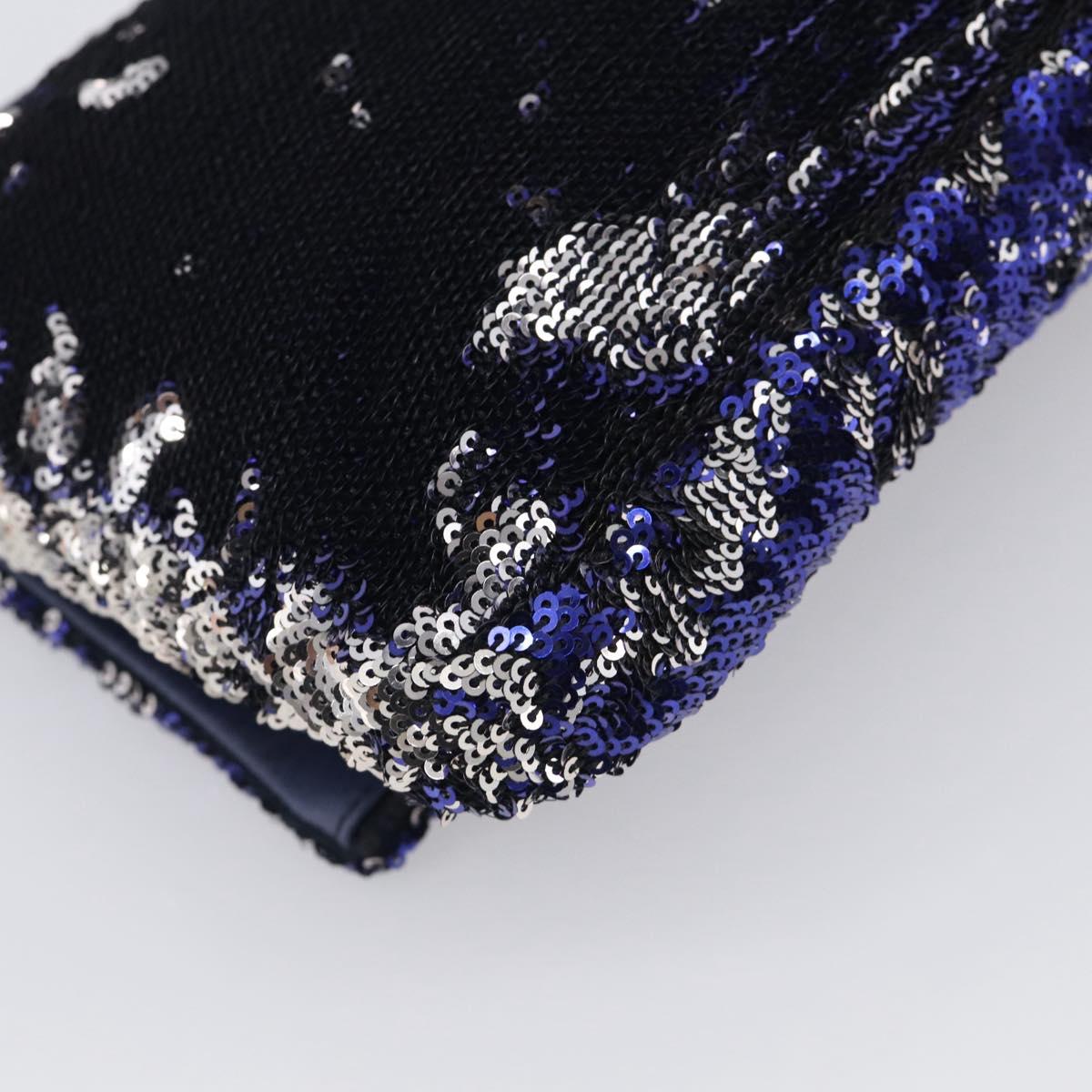 Miu Miu Shoulder Bag Sequin Navy Gold Auth 213293V