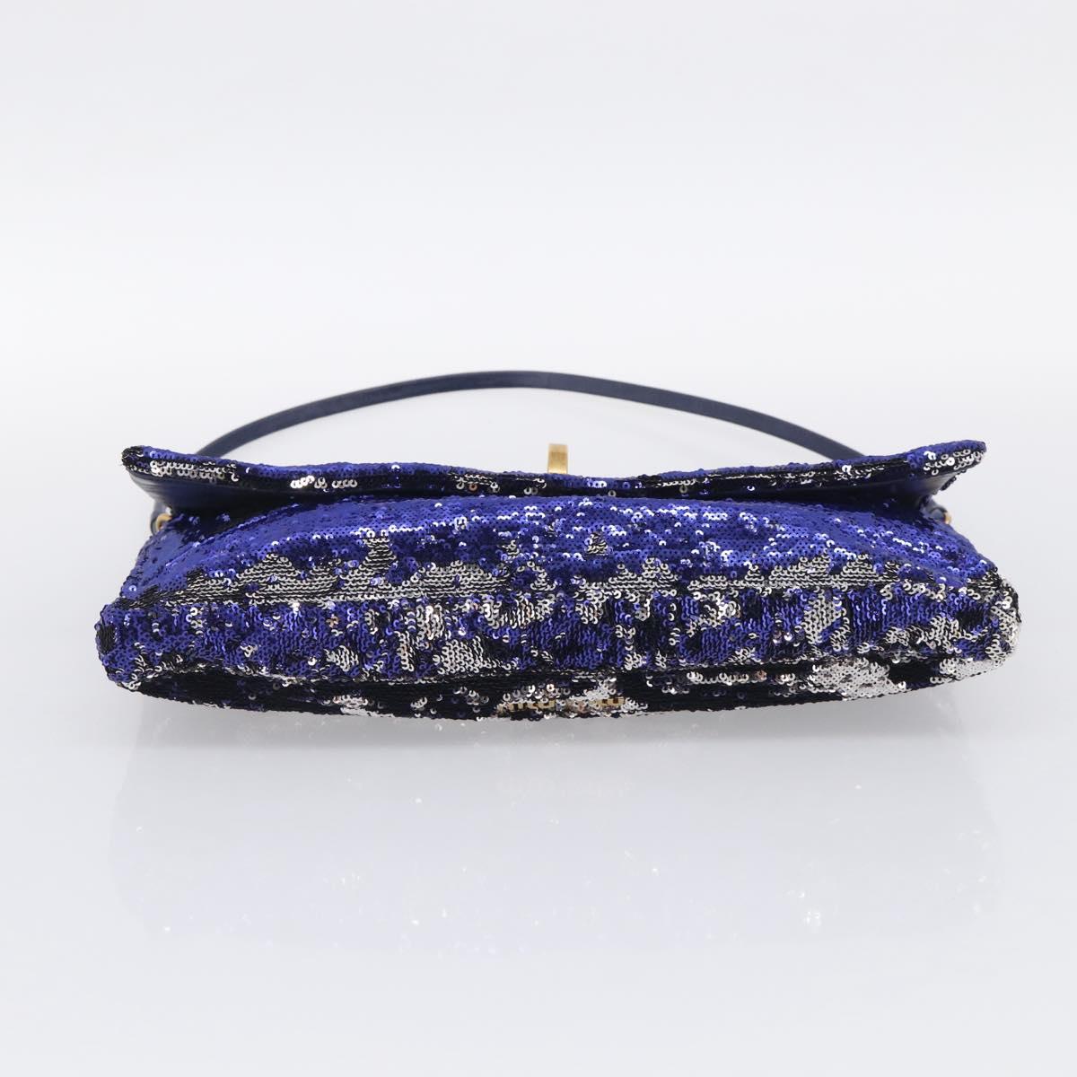 Miu Miu Shoulder Bag Sequin Navy Gold Auth 213293V