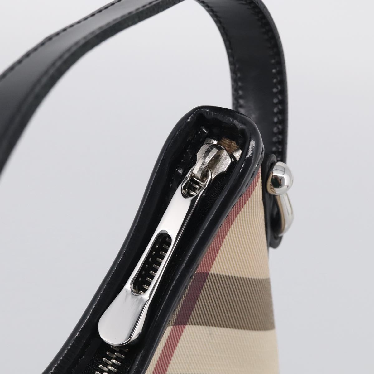 BURBERRY Nova Check Shoulder Bag PVC Beige Silver Auth 213298A