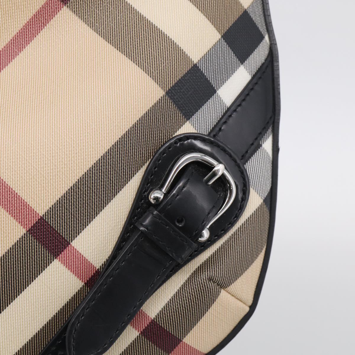 BURBERRY Nova Check Shoulder Bag PVC Beige Silver Auth 213298A