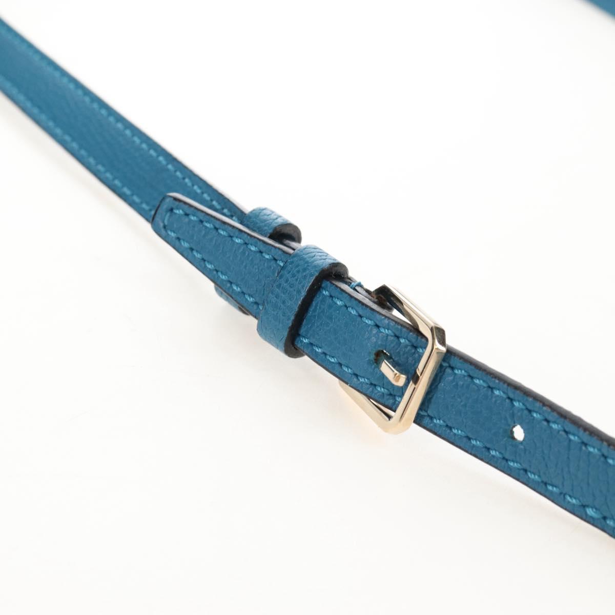 Valextra Hand Bag Leather 2way Blue Gold Auth 213304M