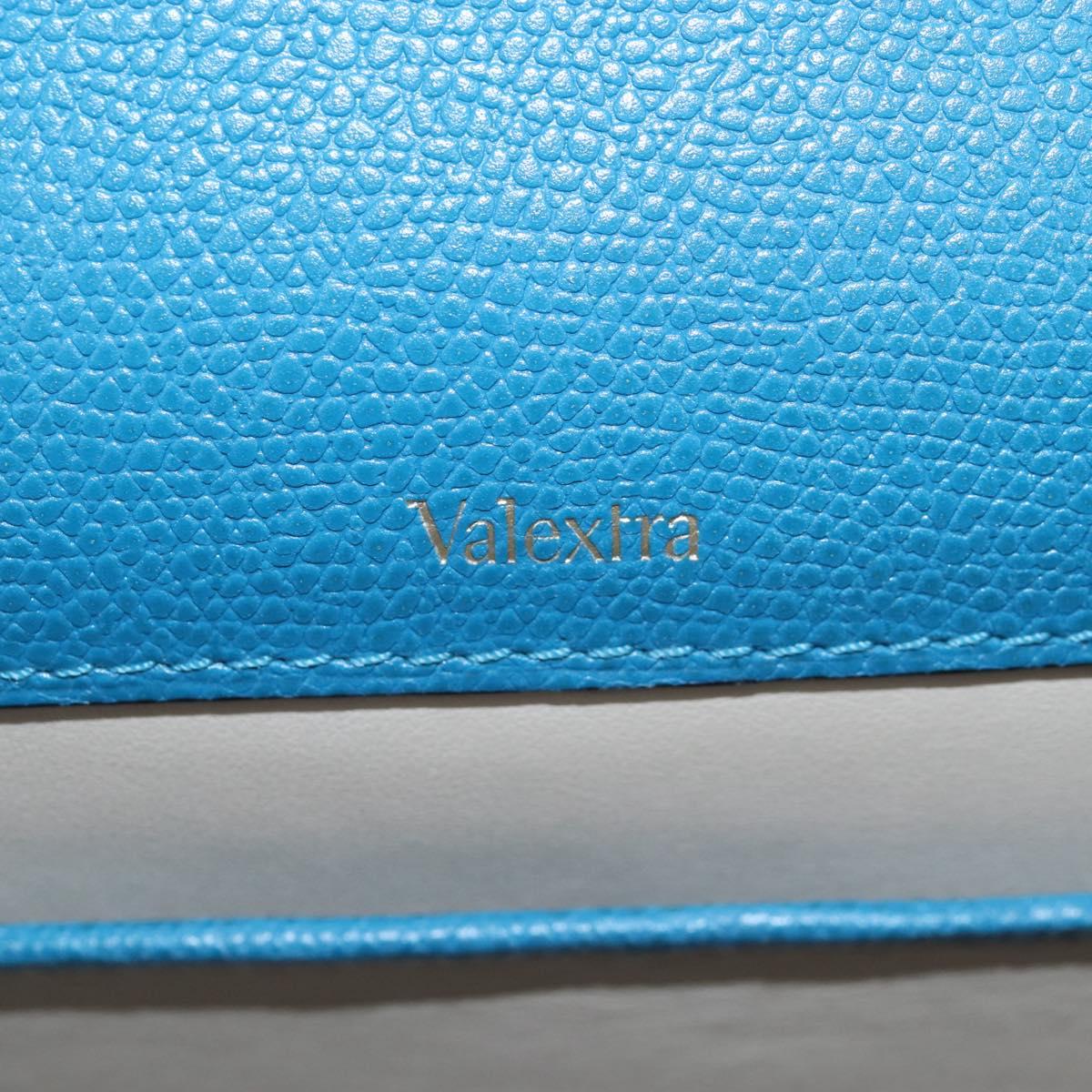 Valextra Hand Bag Leather 2way Blue Gold Auth 213304M