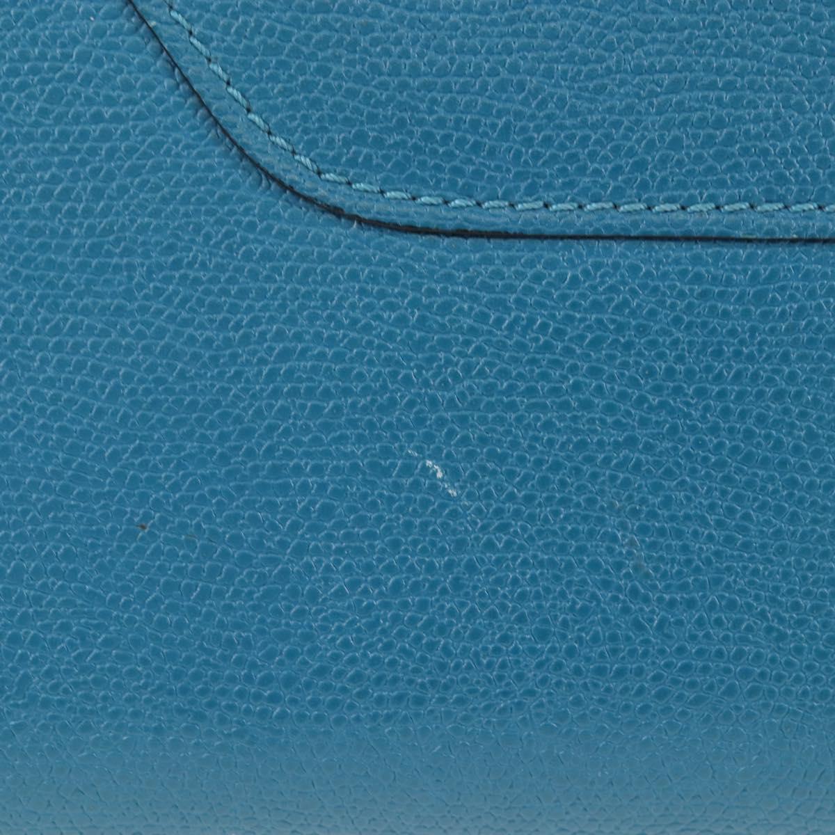 Valextra Hand Bag Leather 2way Blue Gold Auth 213304M