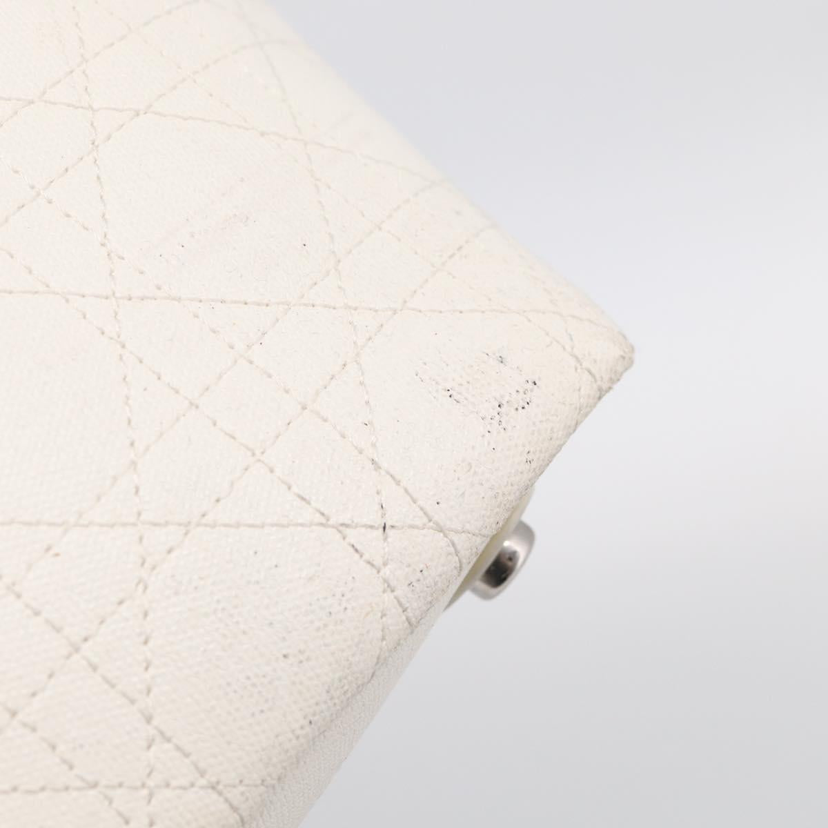 Christian Dior Canage Panarea Tote Bag Coated Canvas White Silver Auth 213306