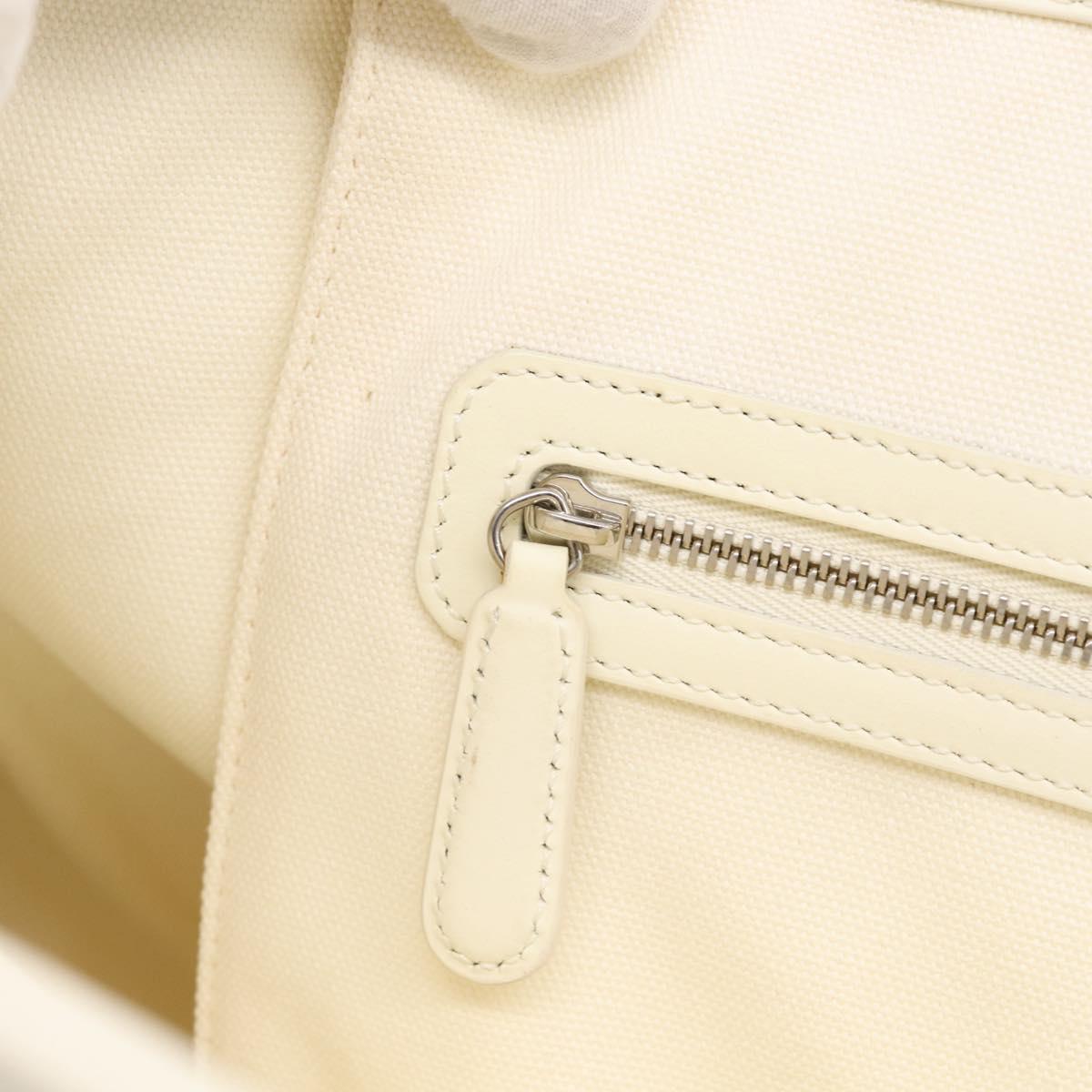 Christian Dior Canage Panarea Tote Bag Coated Canvas White Silver Auth 213306