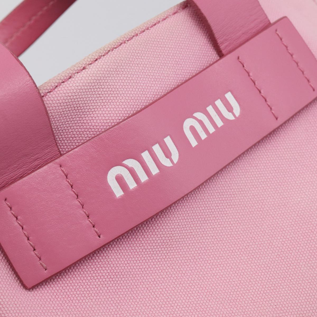 Miu Miu Hand Bag Canvas Pink Gold Auth 213308A