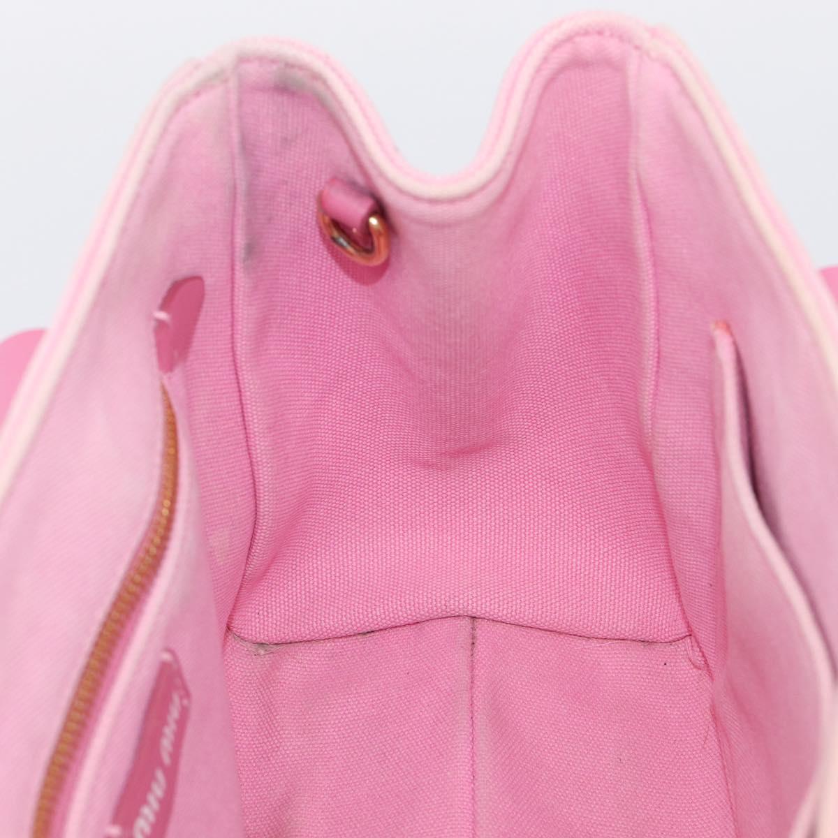 Miu Miu Hand Bag Canvas Pink Gold Auth 213308A