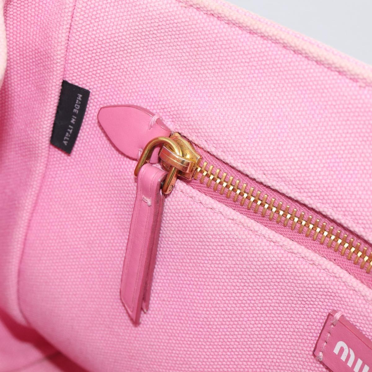Miu Miu Hand Bag Canvas Pink Gold Auth 213308A