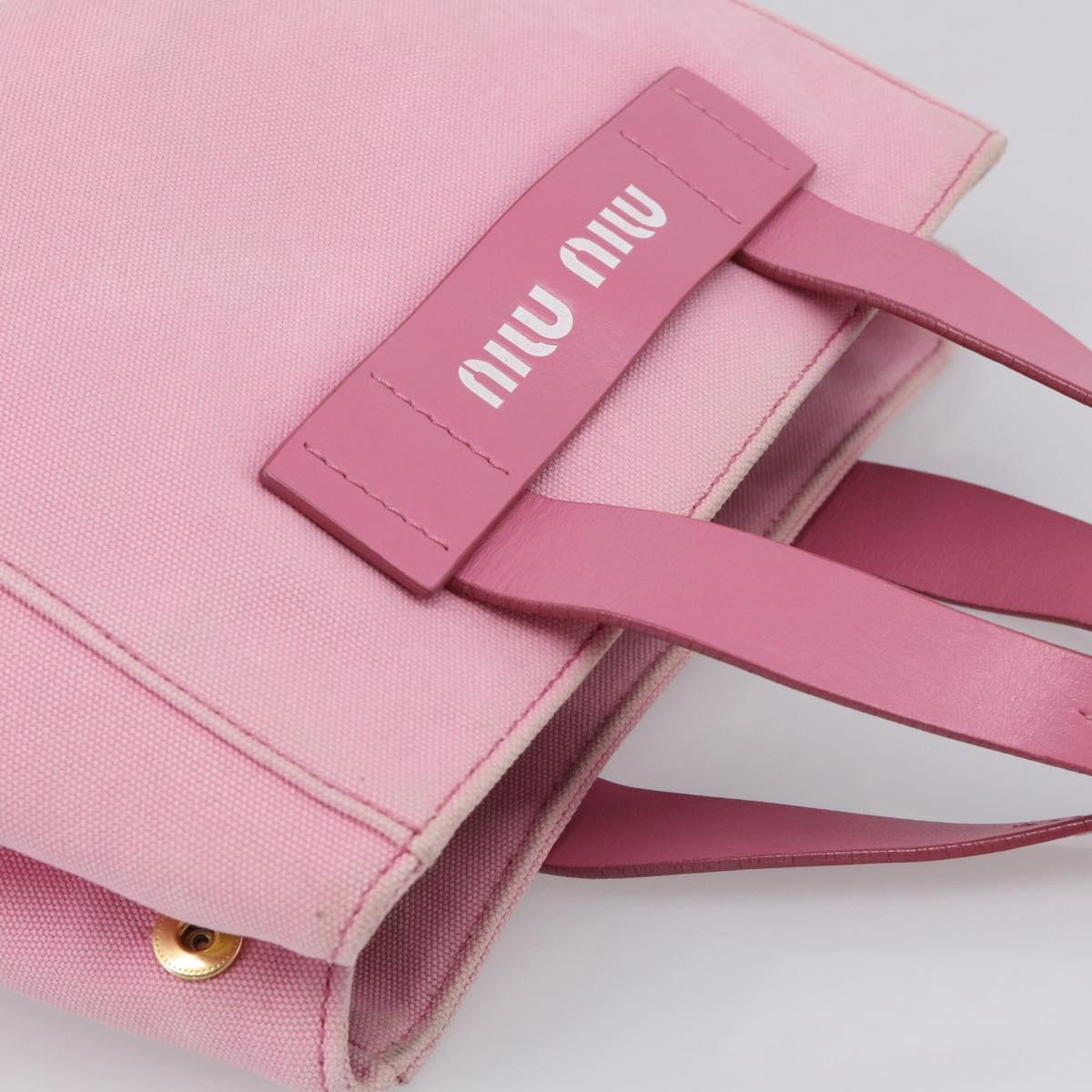 Miu Miu Hand Bag Canvas Pink Gold Auth 213308A