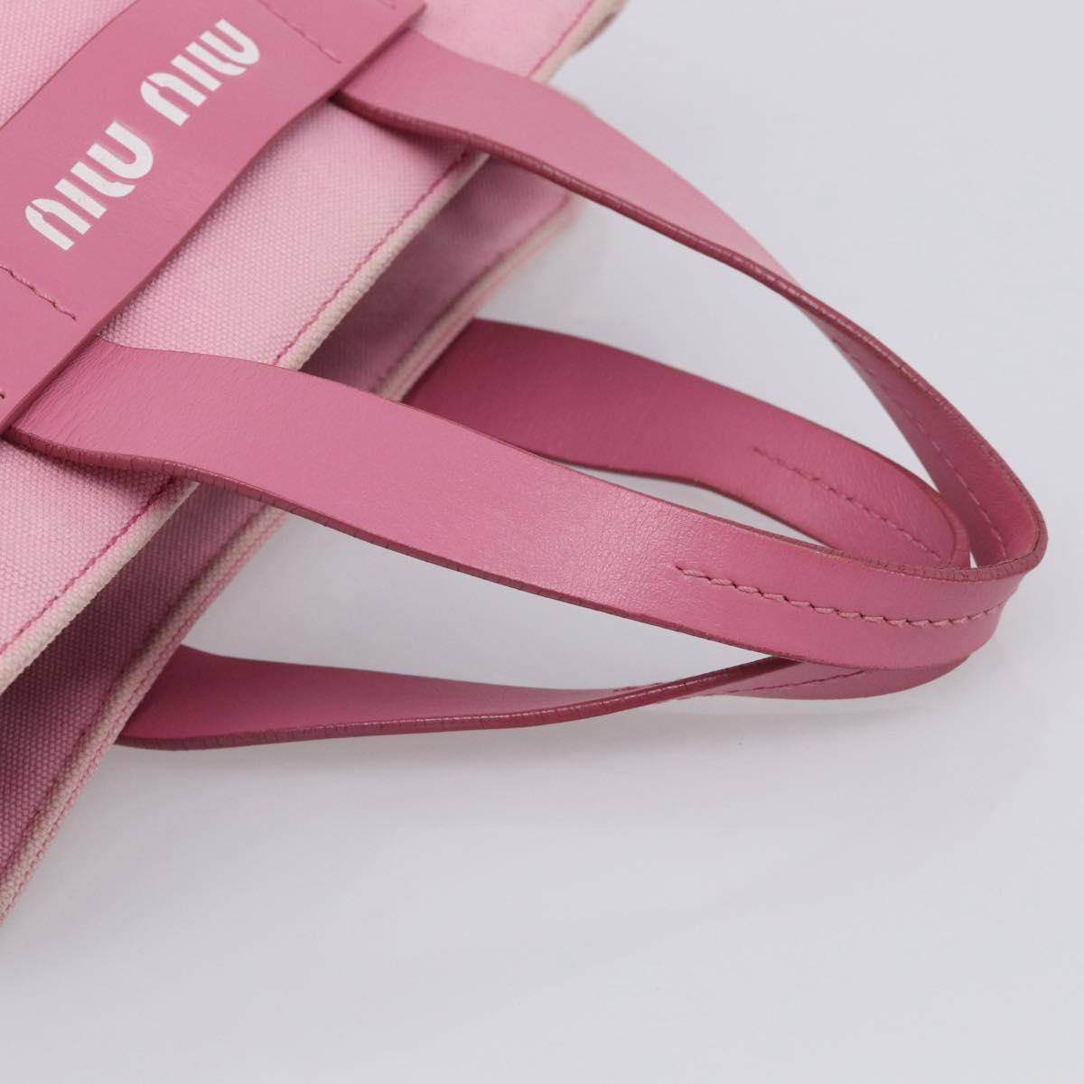Miu Miu Hand Bag Canvas Pink Gold Auth 213308A