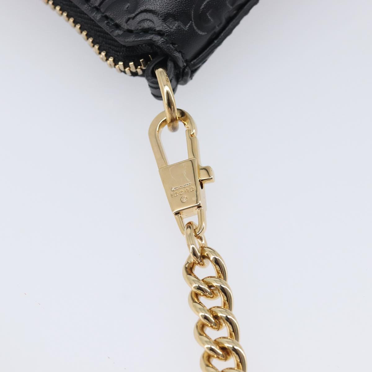 GUCCI GG Canvas Guccissima Chain Bag Leather Black Gold 428449 Auth 213309V