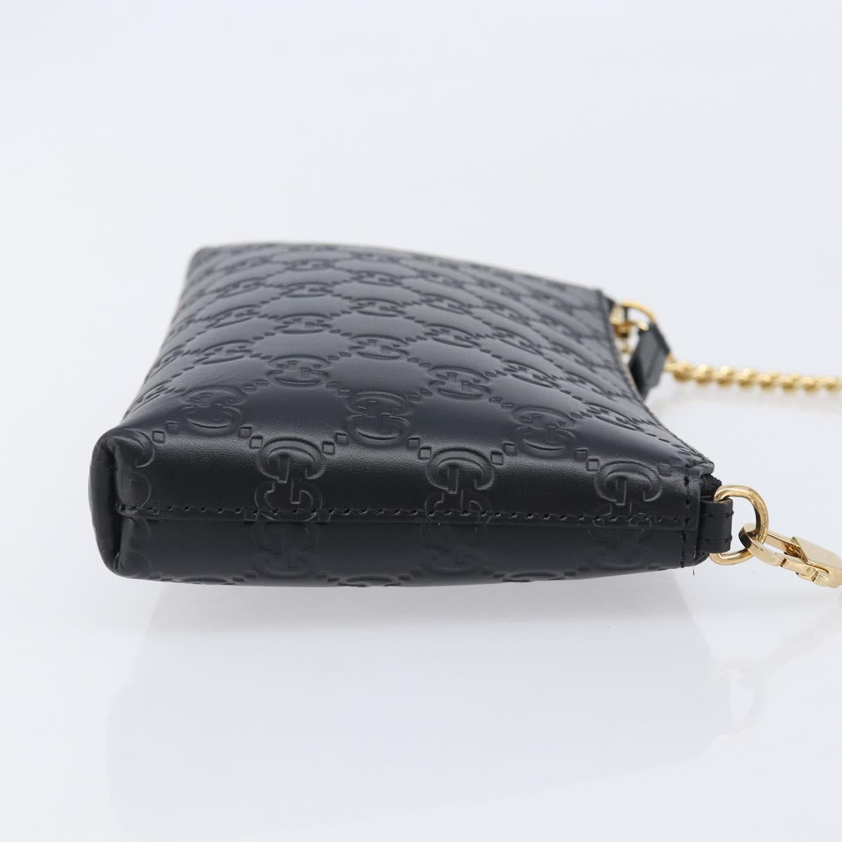 GUCCI GG Canvas Guccissima Chain Bag Leather Black Gold 428449 Auth 213309V