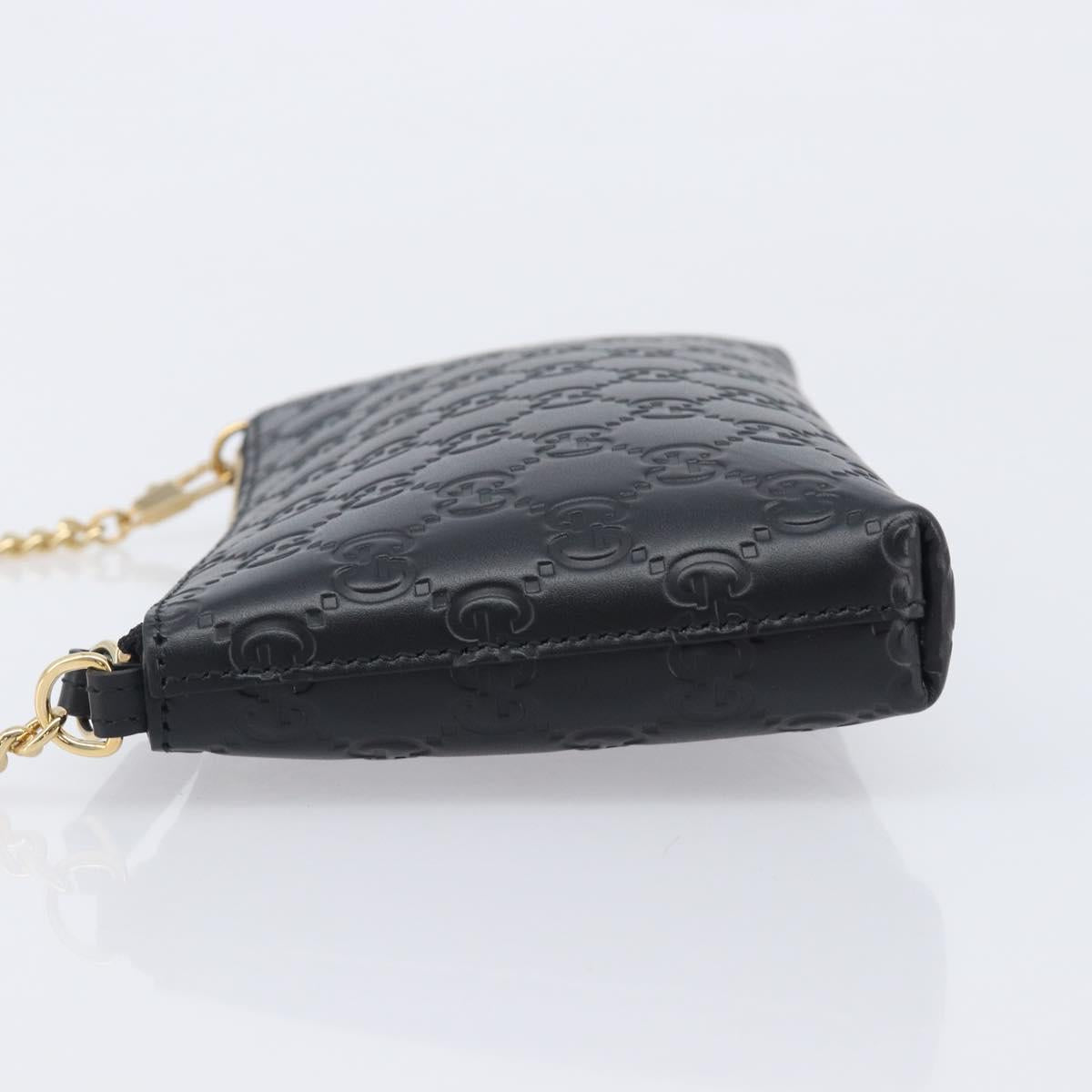 GUCCI GG Canvas Guccissima Chain Bag Leather Black Gold 428449 Auth 213309V