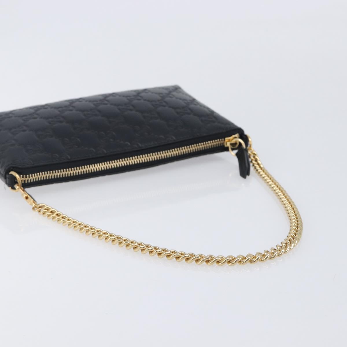 GUCCI GG Canvas Guccissima Chain Bag Leather Black Gold 428449 Auth 213309V