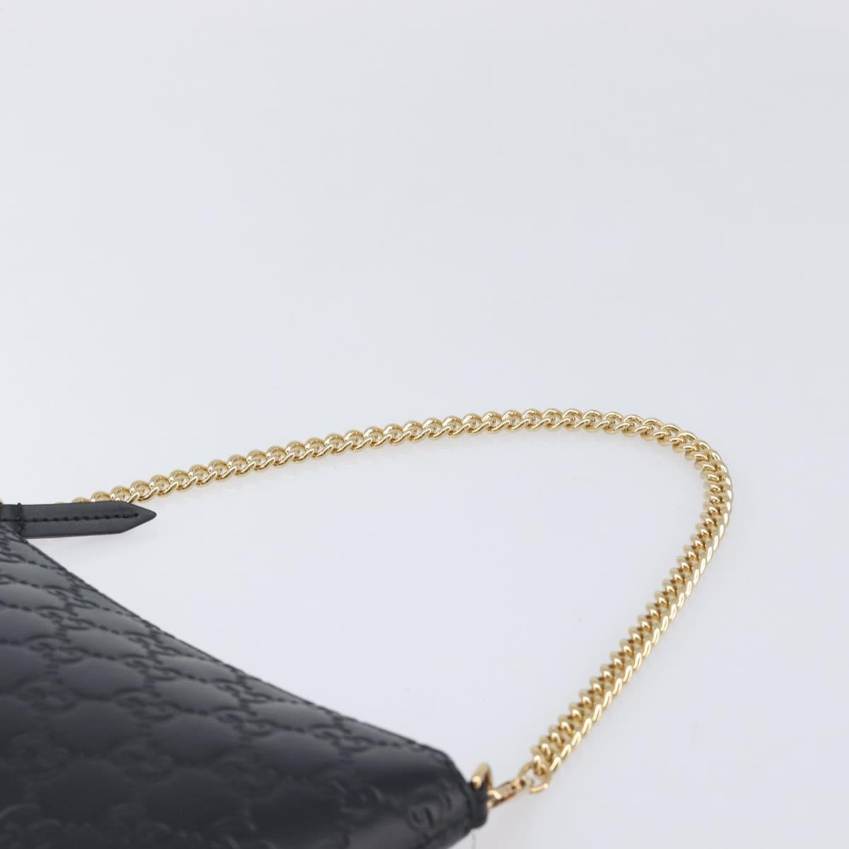 GUCCI GG Canvas Guccissima Chain Bag Leather Black Gold 428449 Auth 213309V