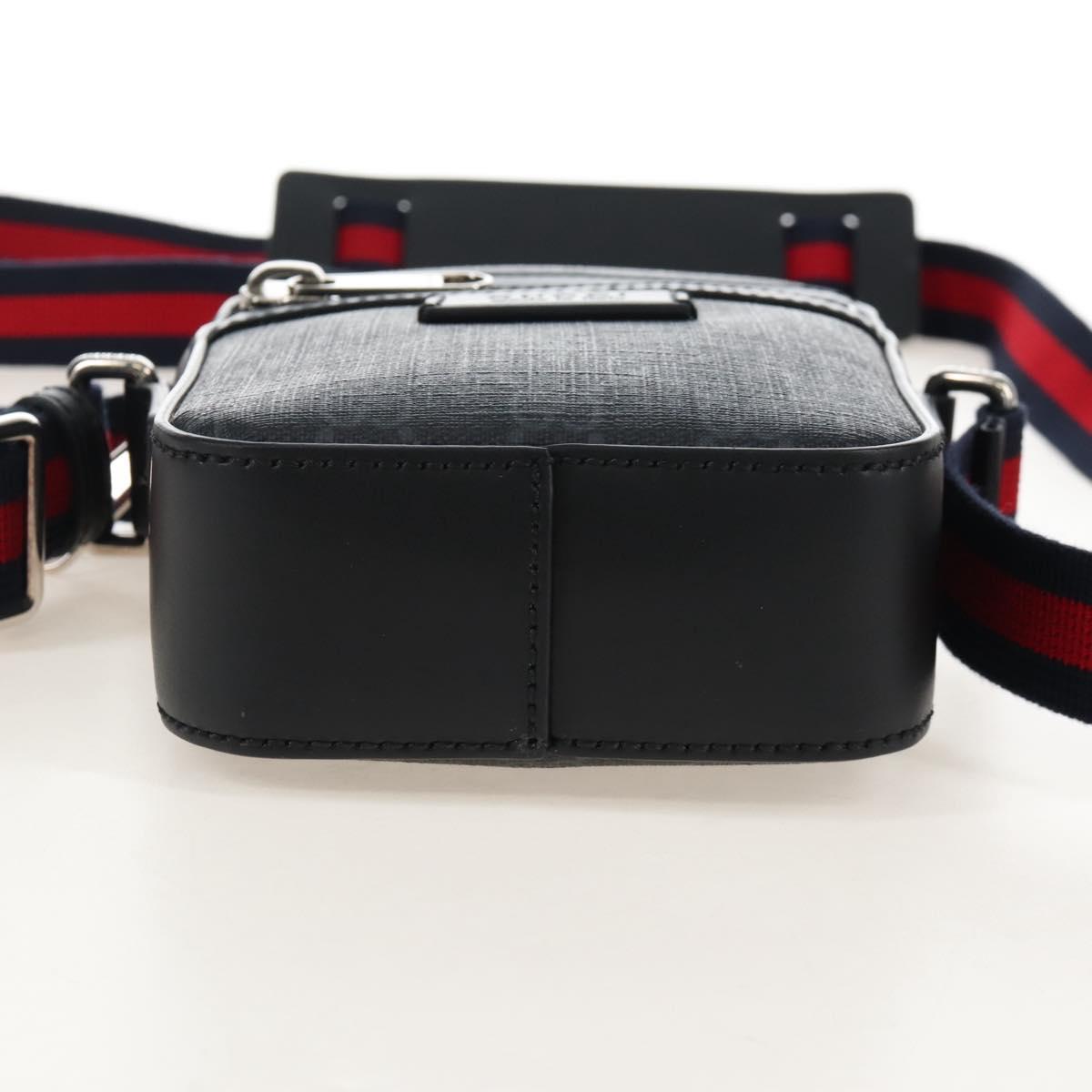 GUCCI GG Supreme Sherry Line Shoulder Bag PVC Black Silver 682357 Auth 213311V