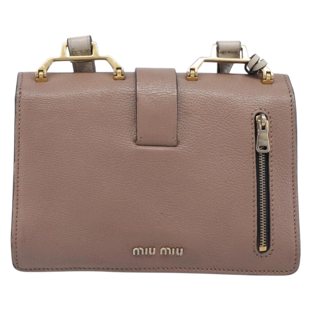 Miu Miu Madras Shoulder Bag Leather Purple Gray Auth 213312