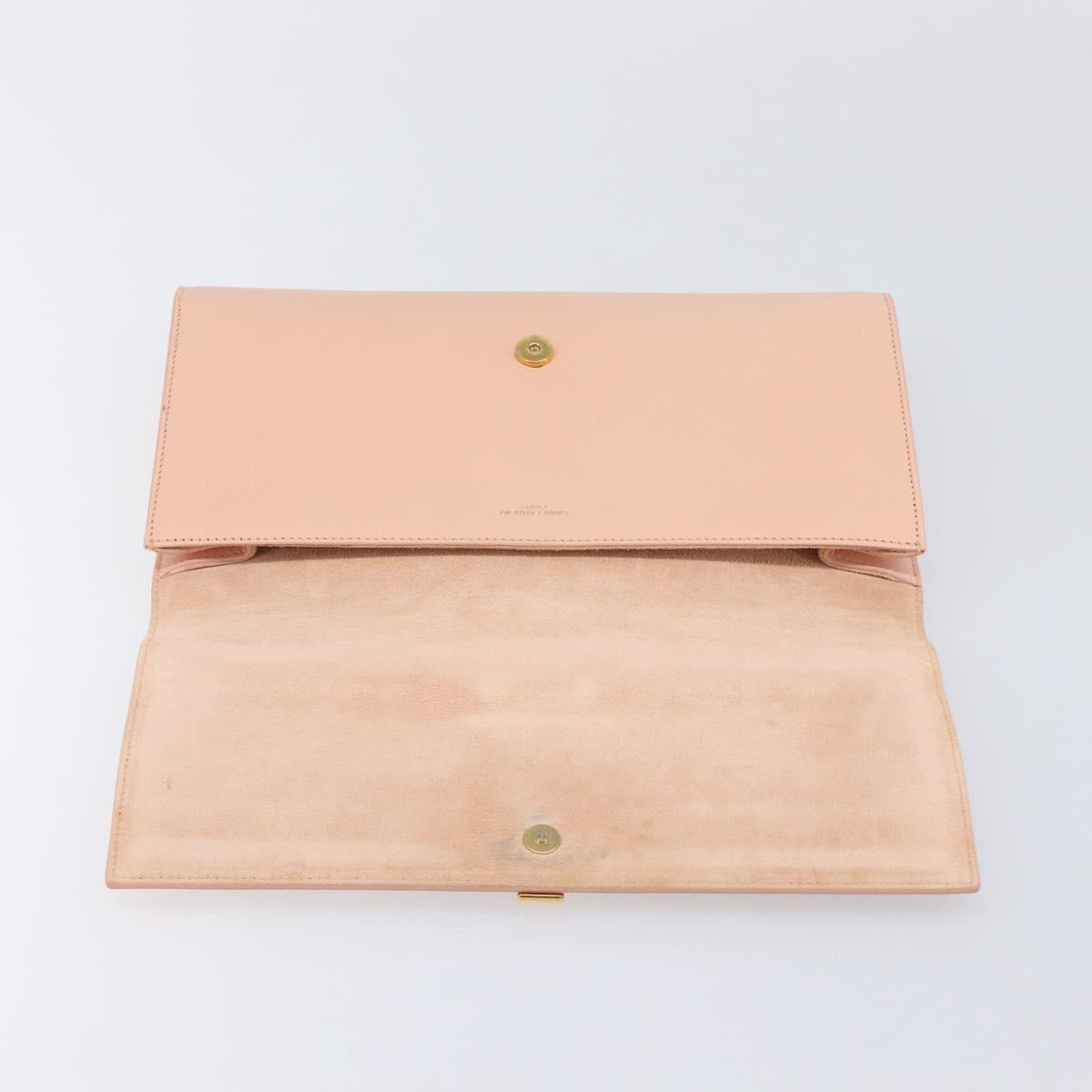 Saint Laurent Y Line Clutch Bag Leather Pink Gold 311213 Auth 213314